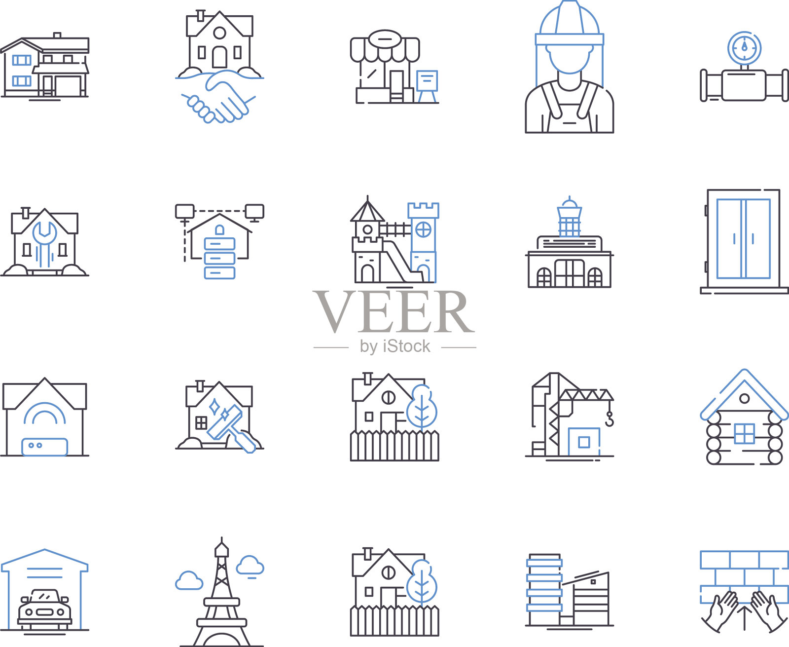 房屋和建筑轮廓图标收集图标素材