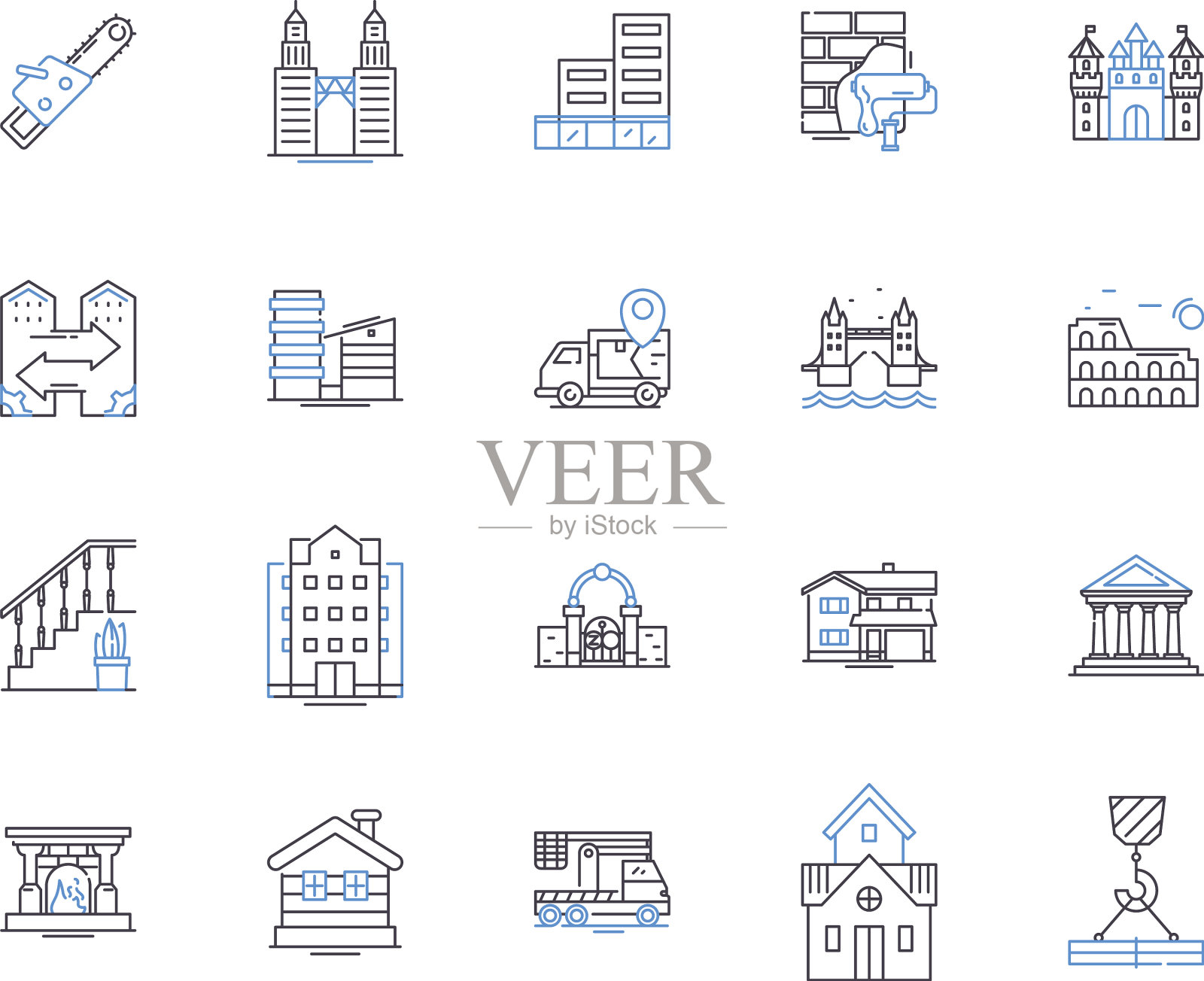 房地产技术大纲图标集合图标素材