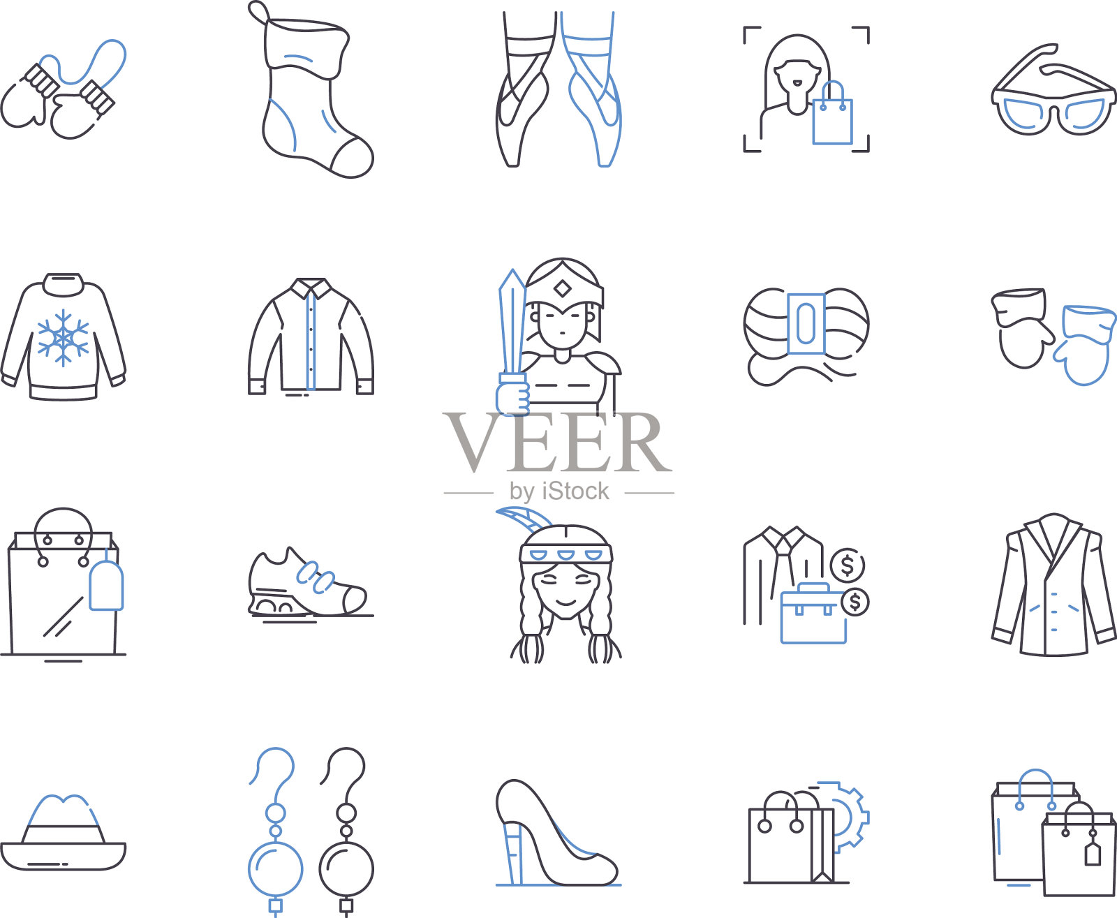 时尚商业图标收藏大纲图标素材