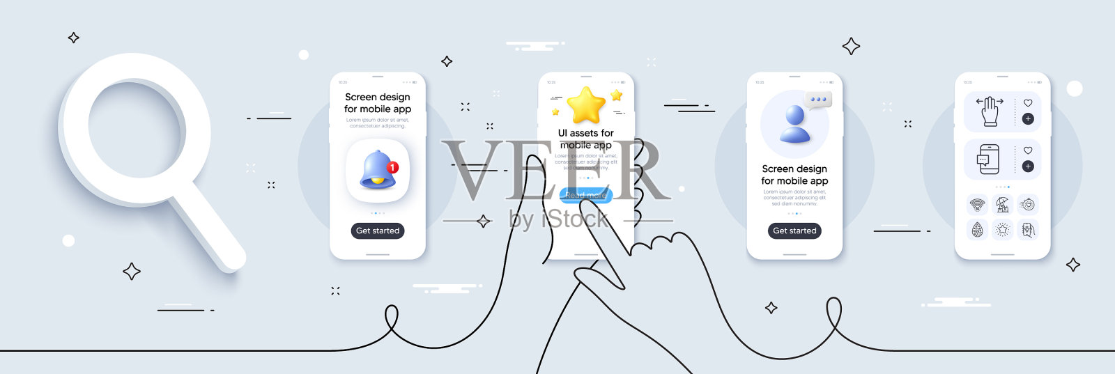 一闪一闪送保险和人工插画图片素材