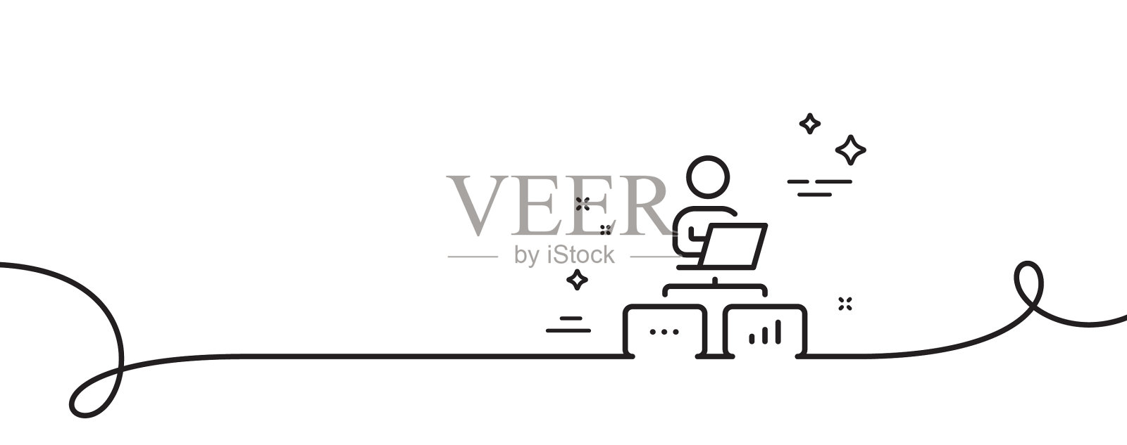 在家工作线图标外包工作标志设计元素图片