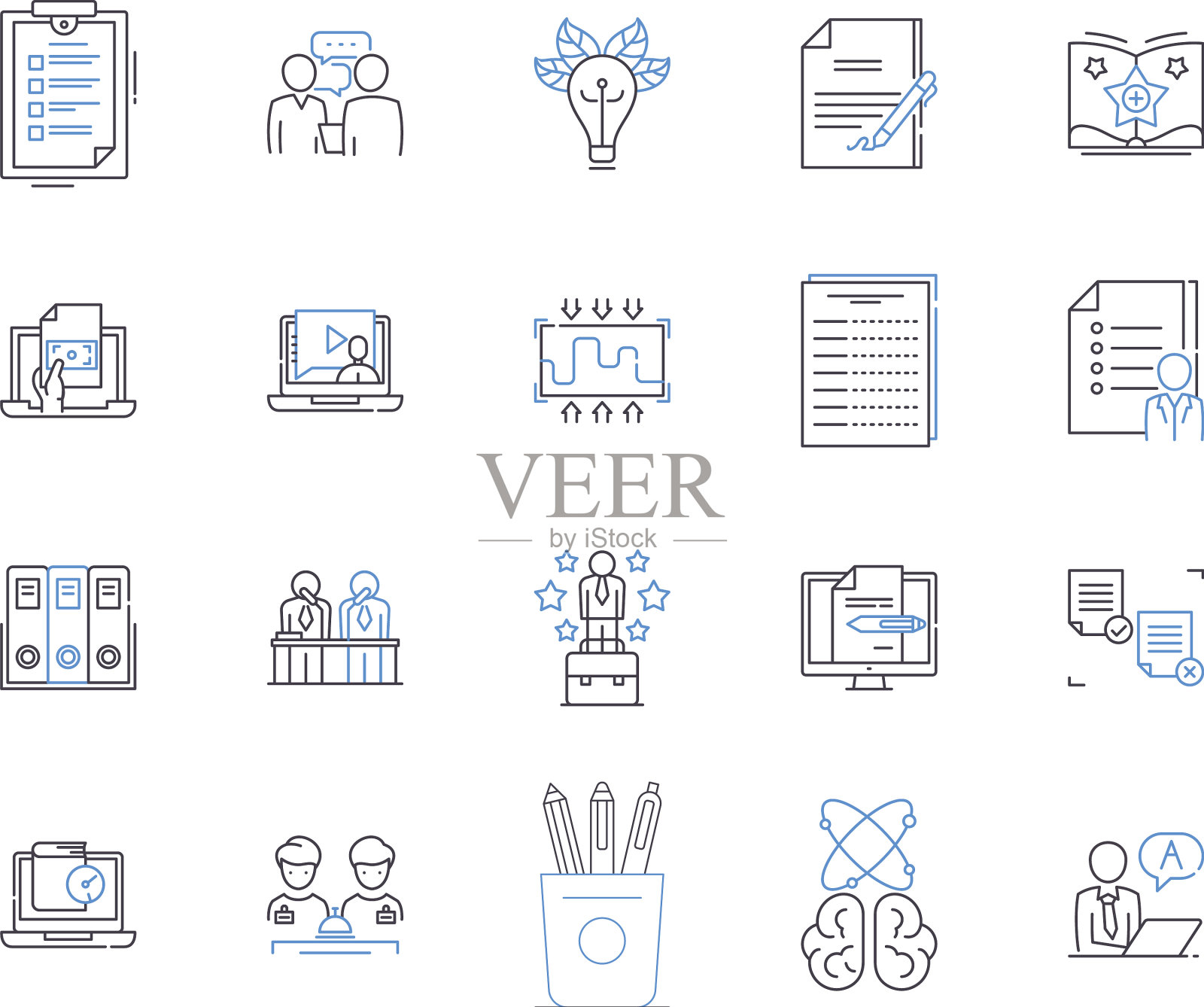 平衡计分卡大纲图标集合图标素材