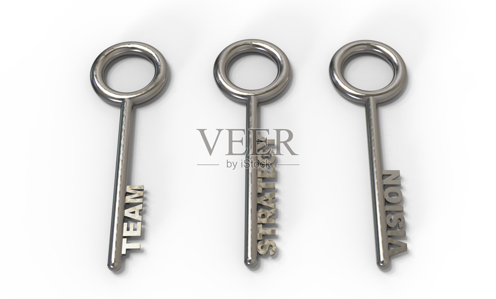 白色背景下成功的关键。3 d演示。照片摄影图片