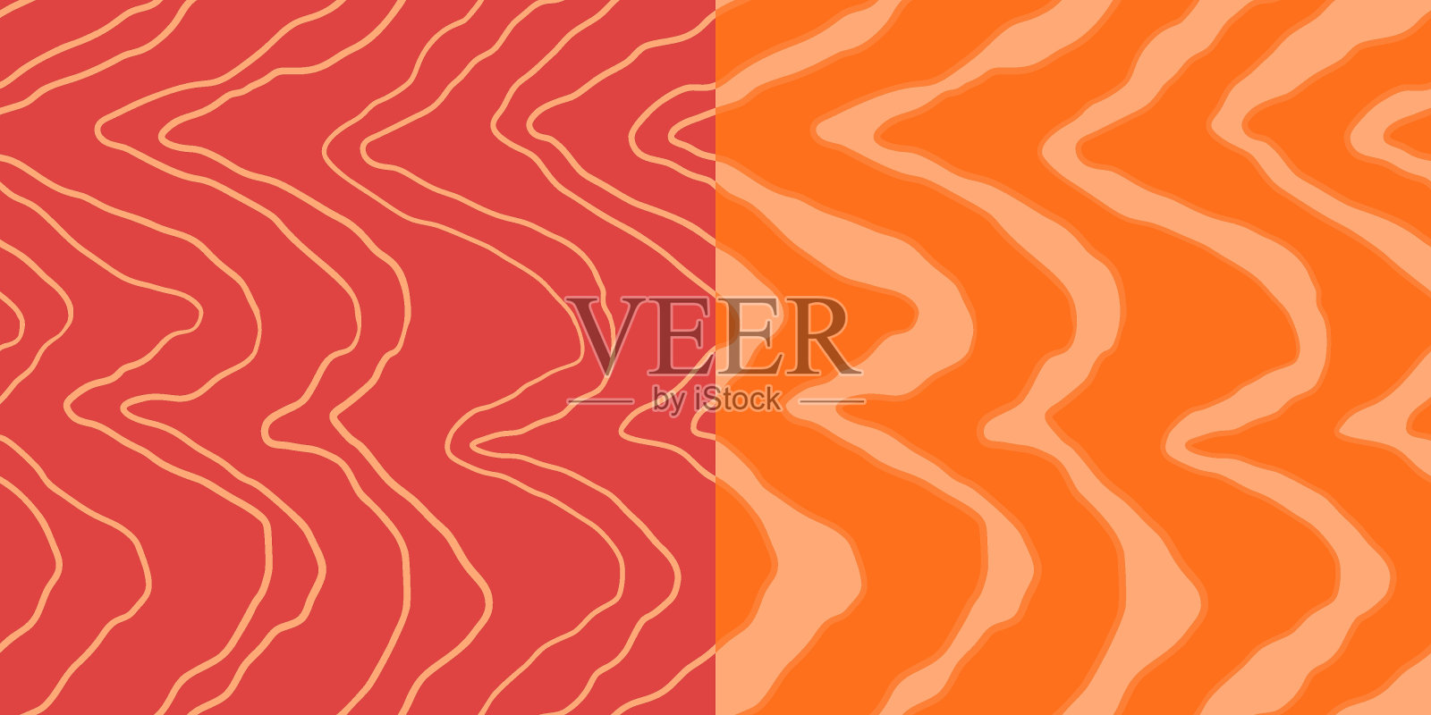 三文鱼片矢量无缝模式。食物抽象质感。插画图片素材