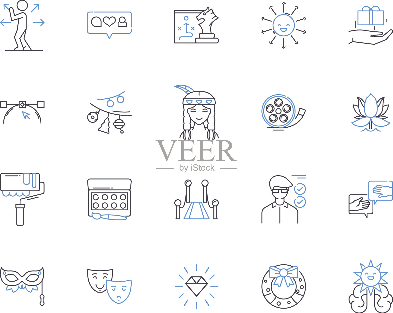 爱好和假期概述图标收集图标素材