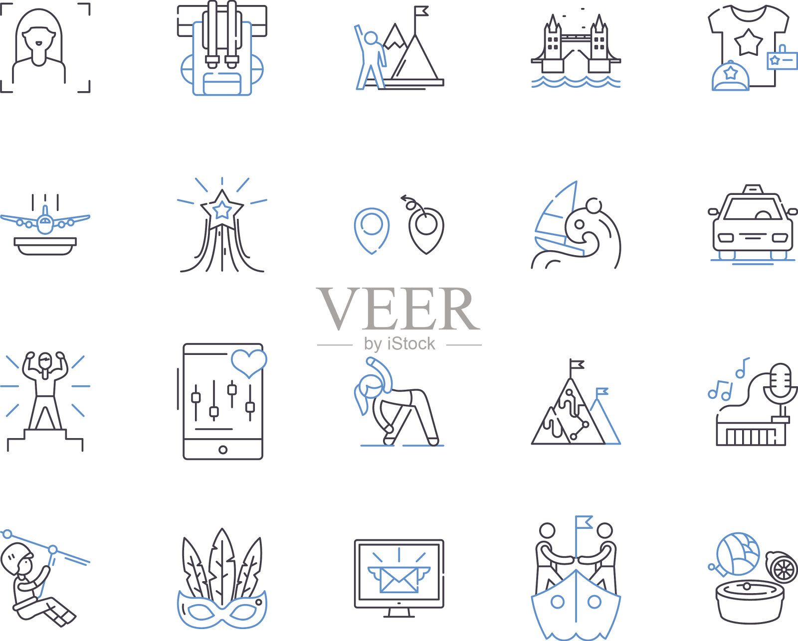 旅行社收藏旅游图标大纲图标素材