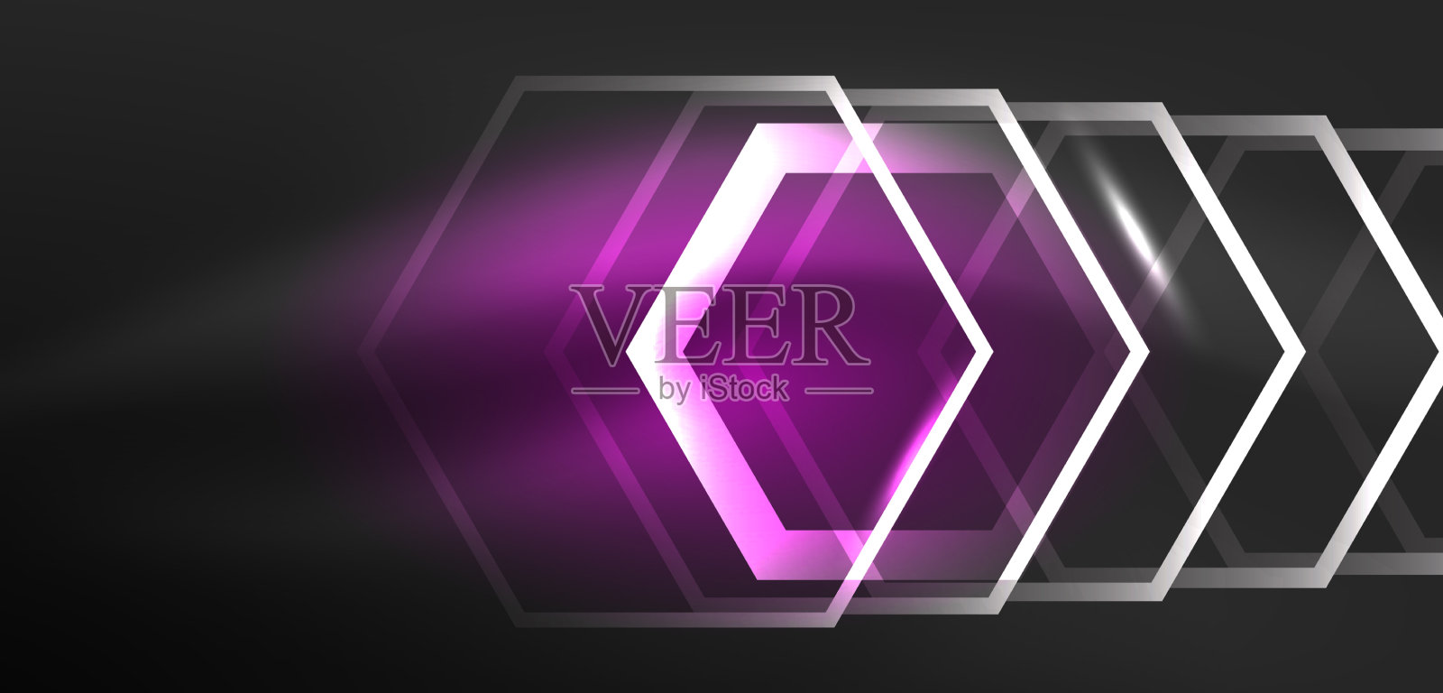 六边形抽象背景技术发光霓虹灯插画图片素材