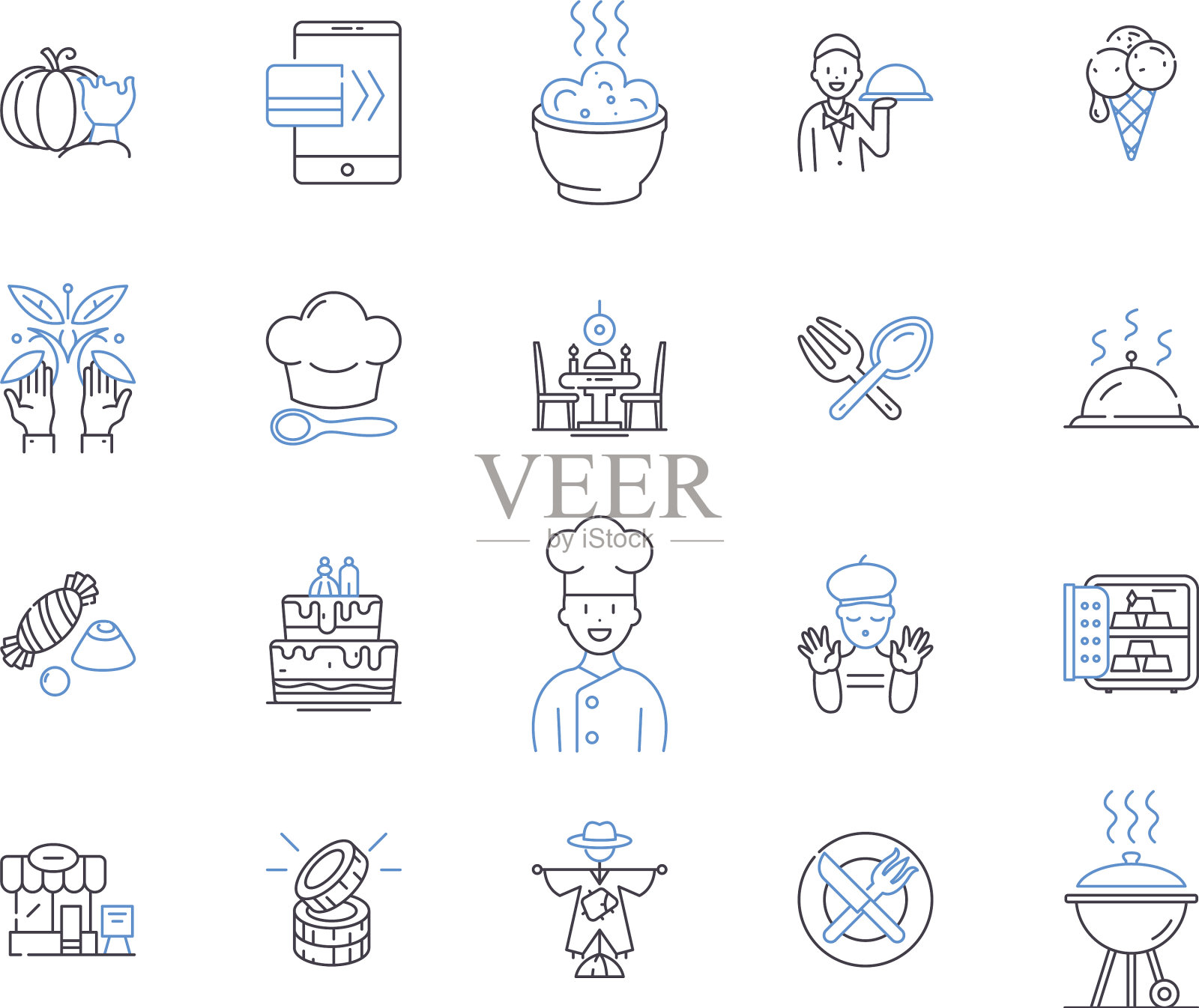 面包店业务大纲图标集面包店图标素材