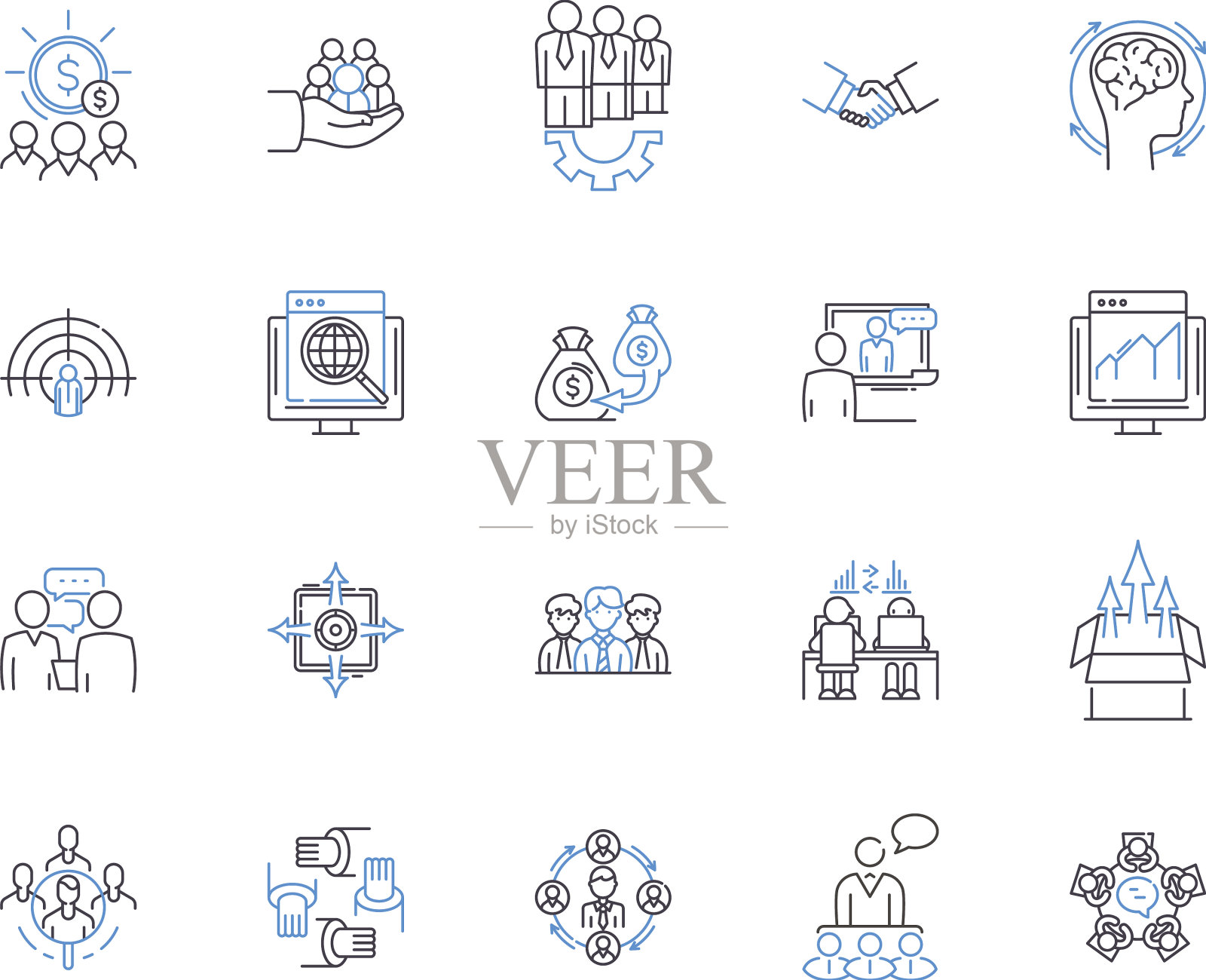 团队网络大纲图标集合图标素材