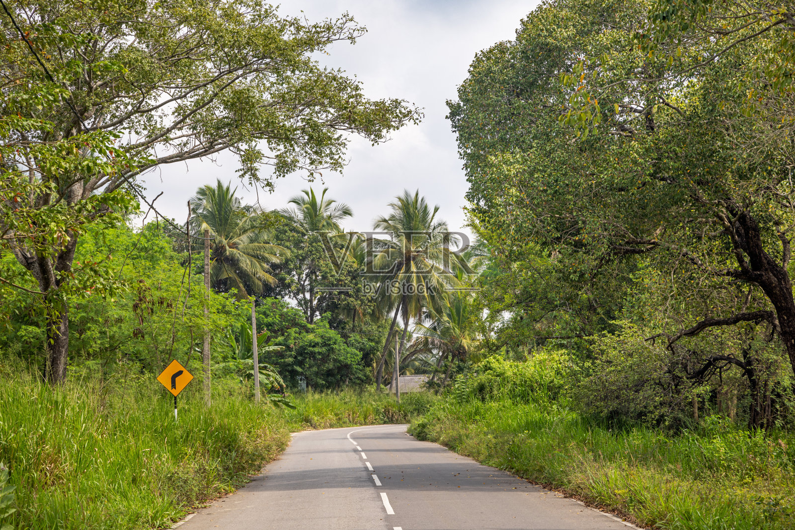 路标显示道路即将转弯照片摄影图片