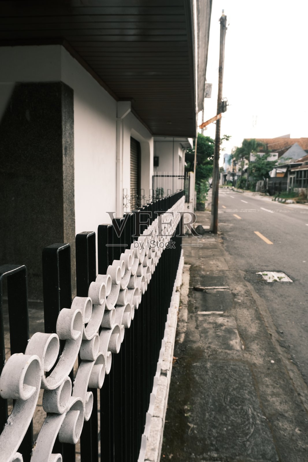 黑白栅栏照片摄影图片