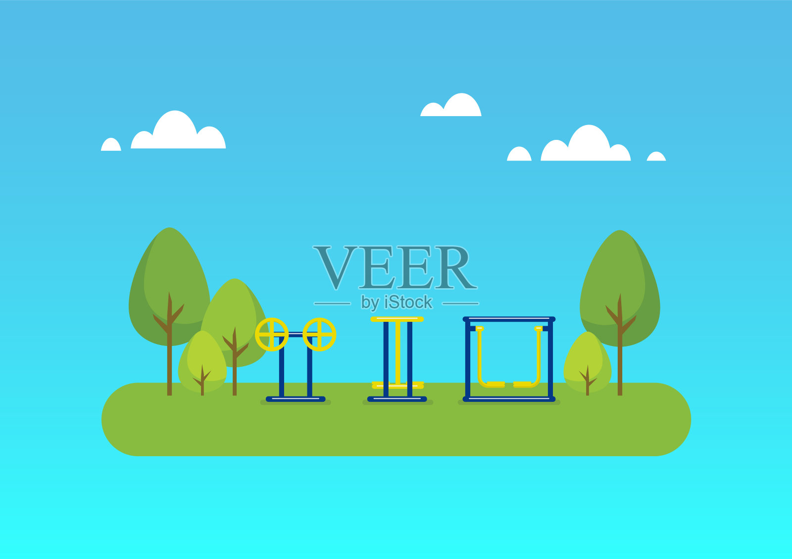 公园户外健身器材插画图片素材