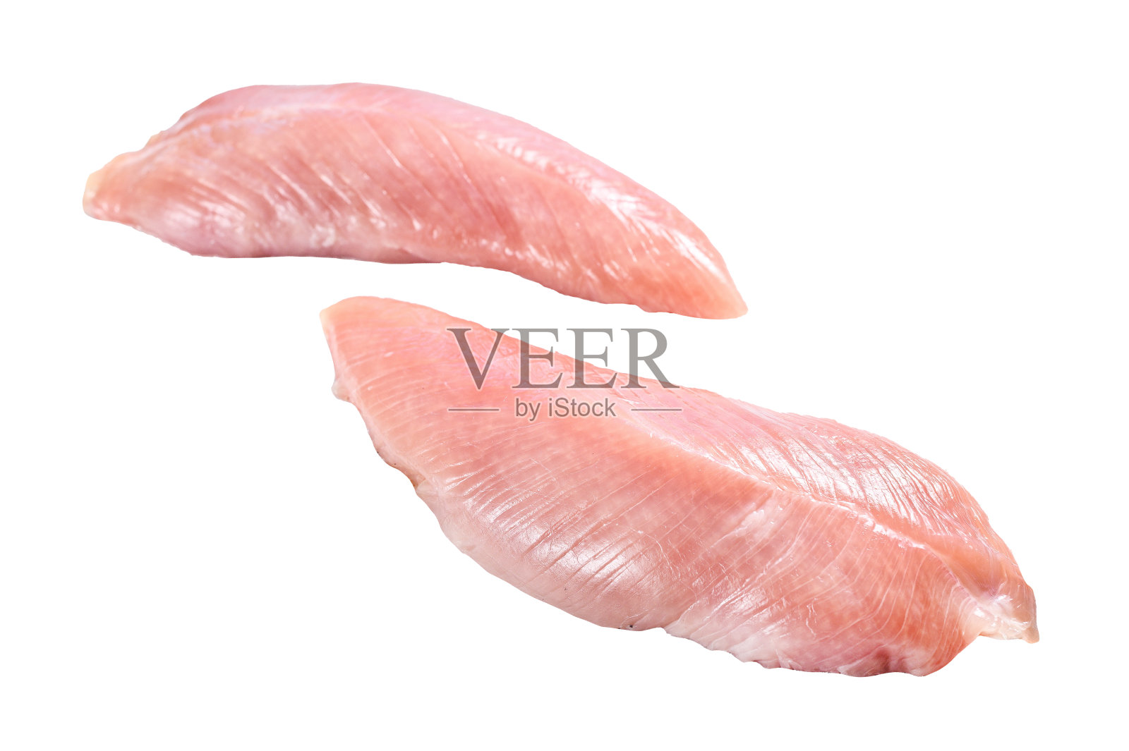 生火鸡牛排。乳房角。孤立在白色背景上。照片摄影图片