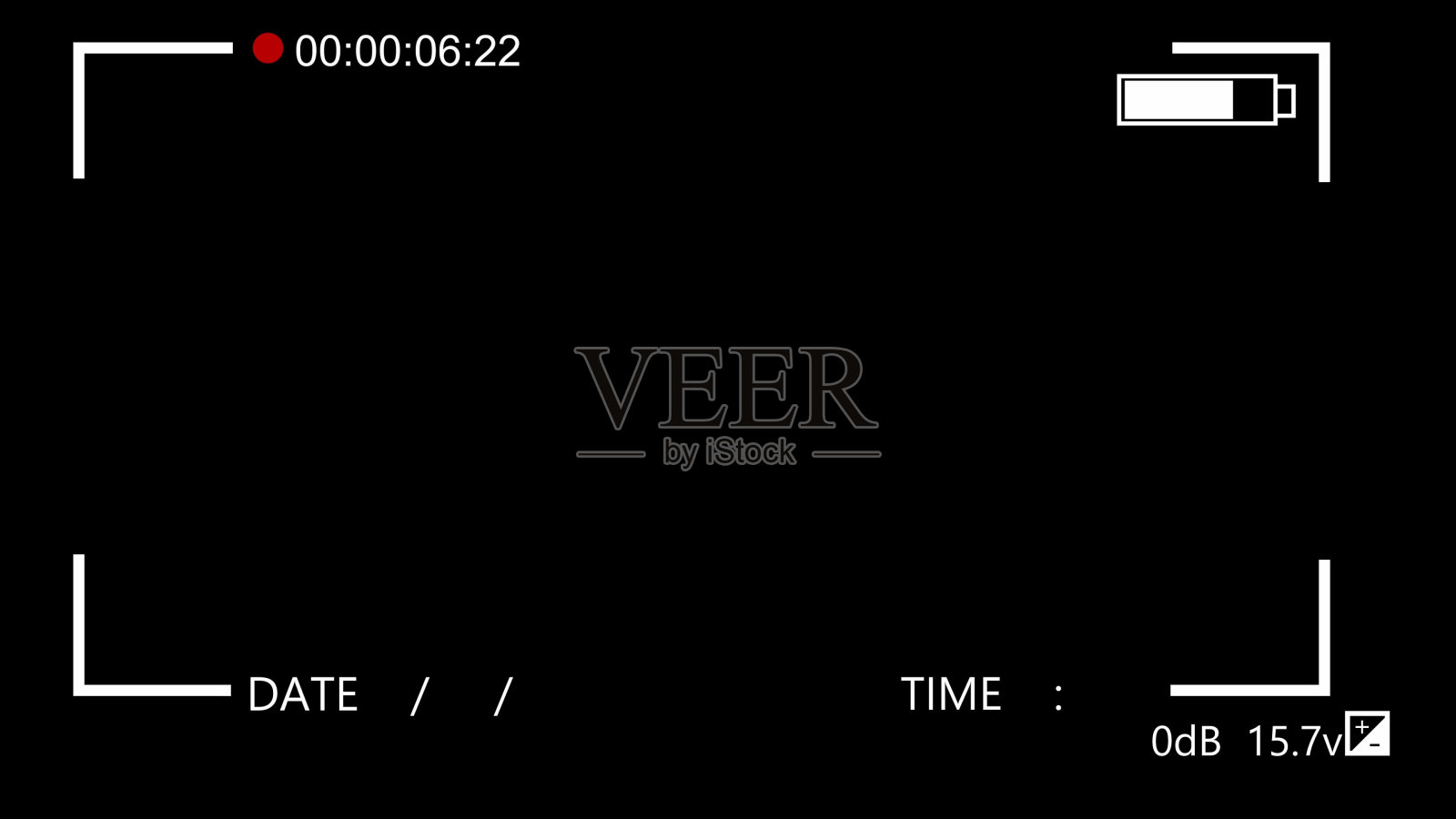 相机记录帧黑色背景。摄像机记录屏幕。插画图片素材