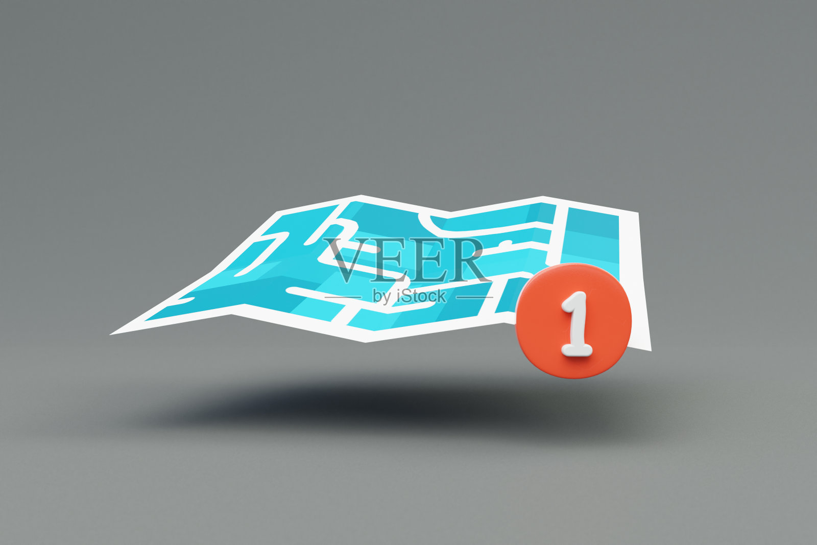 街道地图图标上的目的地红色位置通知点;旅游导航理念;三维演示照片摄影图片