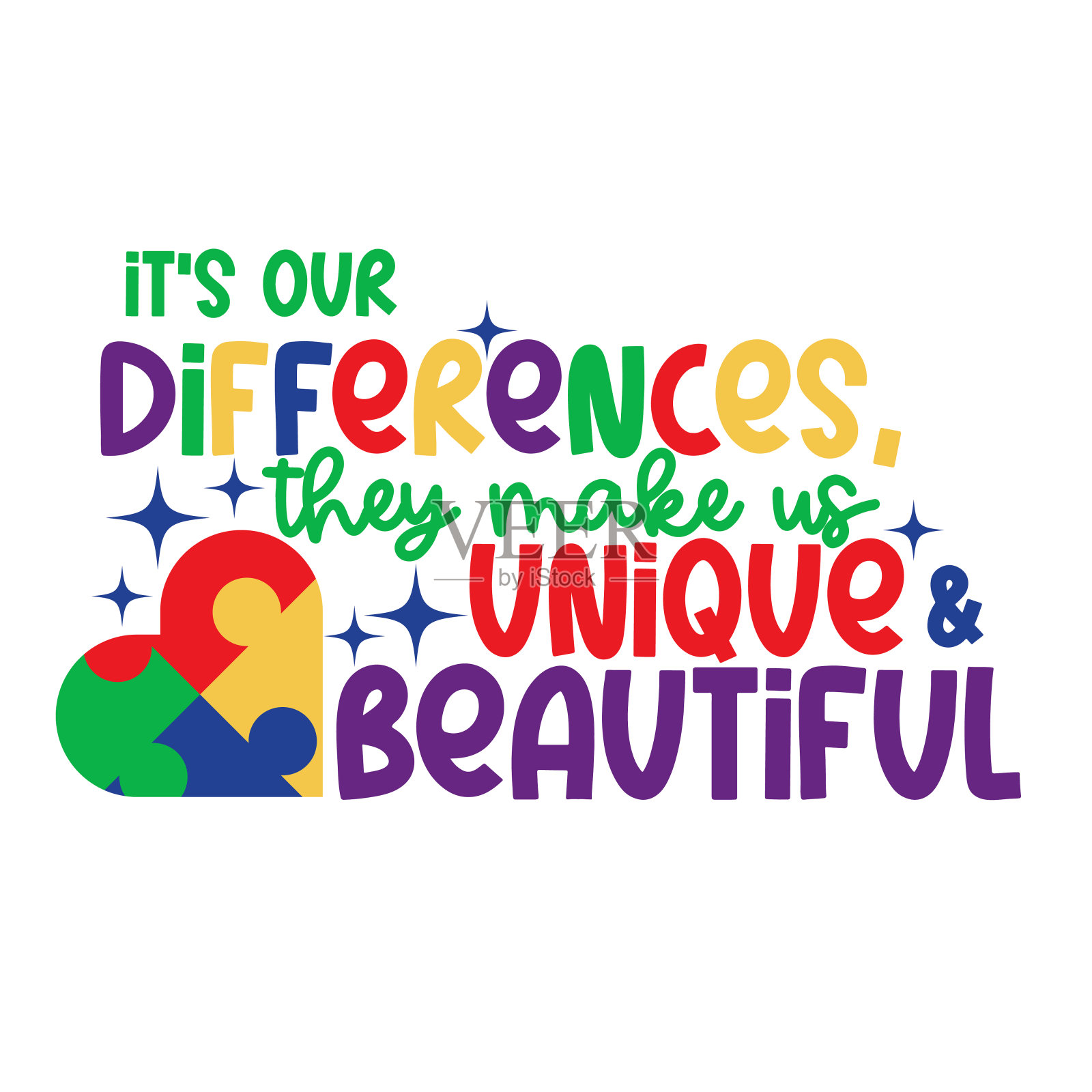 自闭症手写字母心理健康语录，现代排版标语插画图片素材