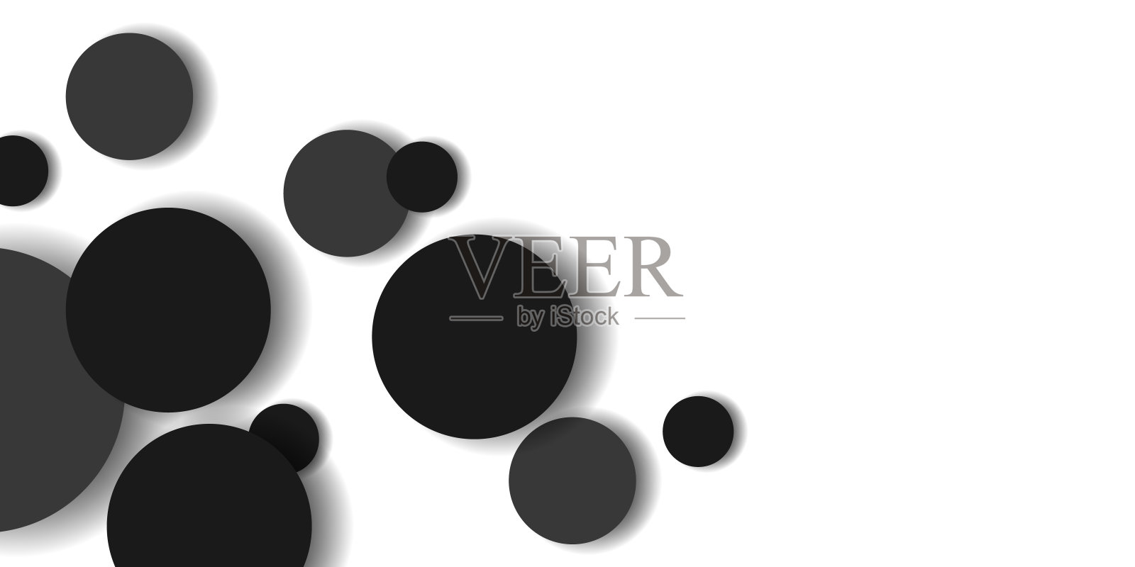 现代抽象白色背景与黑色圆形形状和阴影。矢量EPS 10插画图片素材