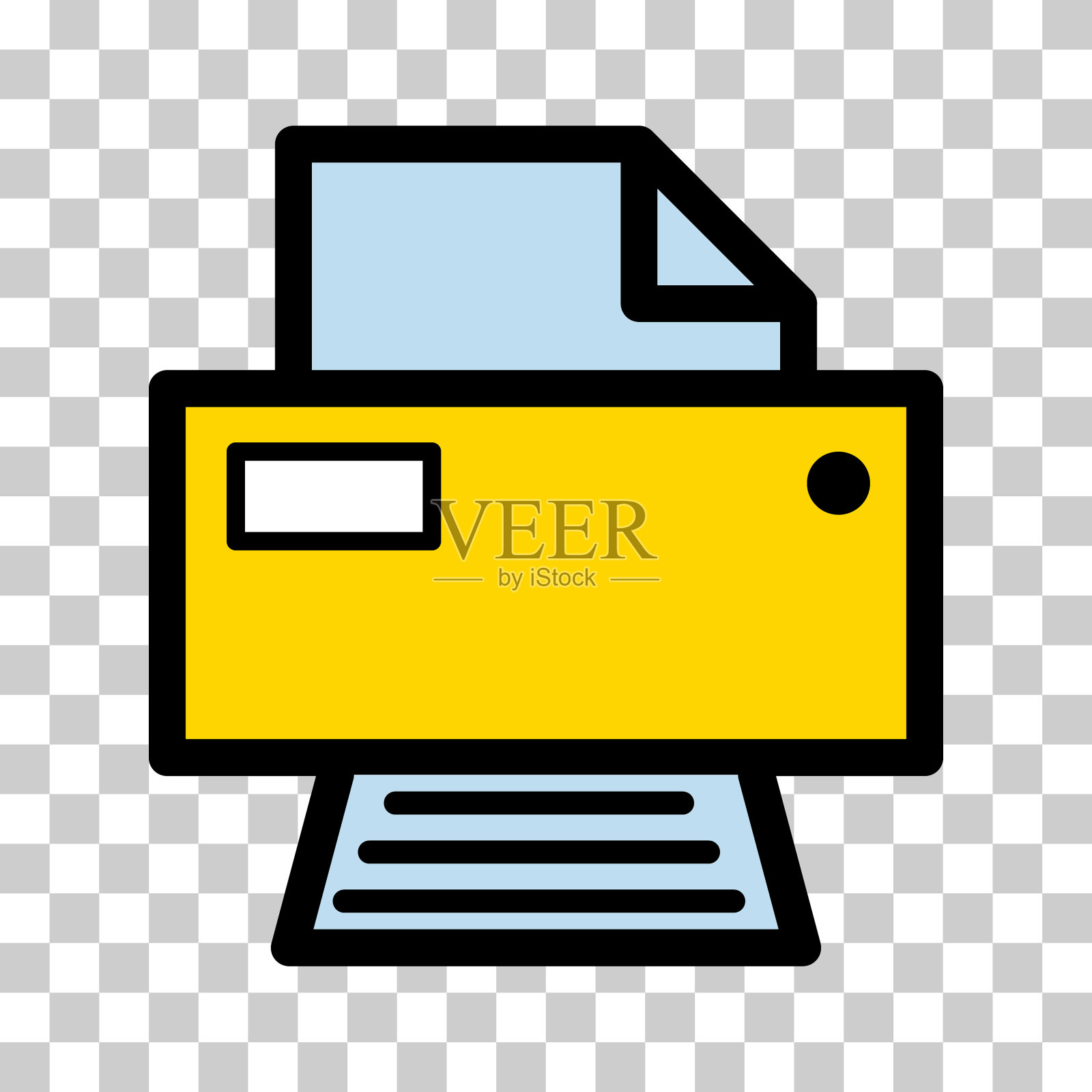 打印机文件网页图标，打印输出机技术平面标志矢量说明图标素材