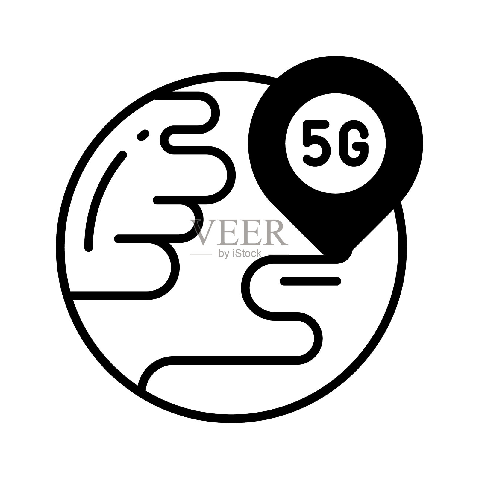 抓住这个创意设计的5G网络位置图标，时尚风格，5G技术矢量插画图片素材