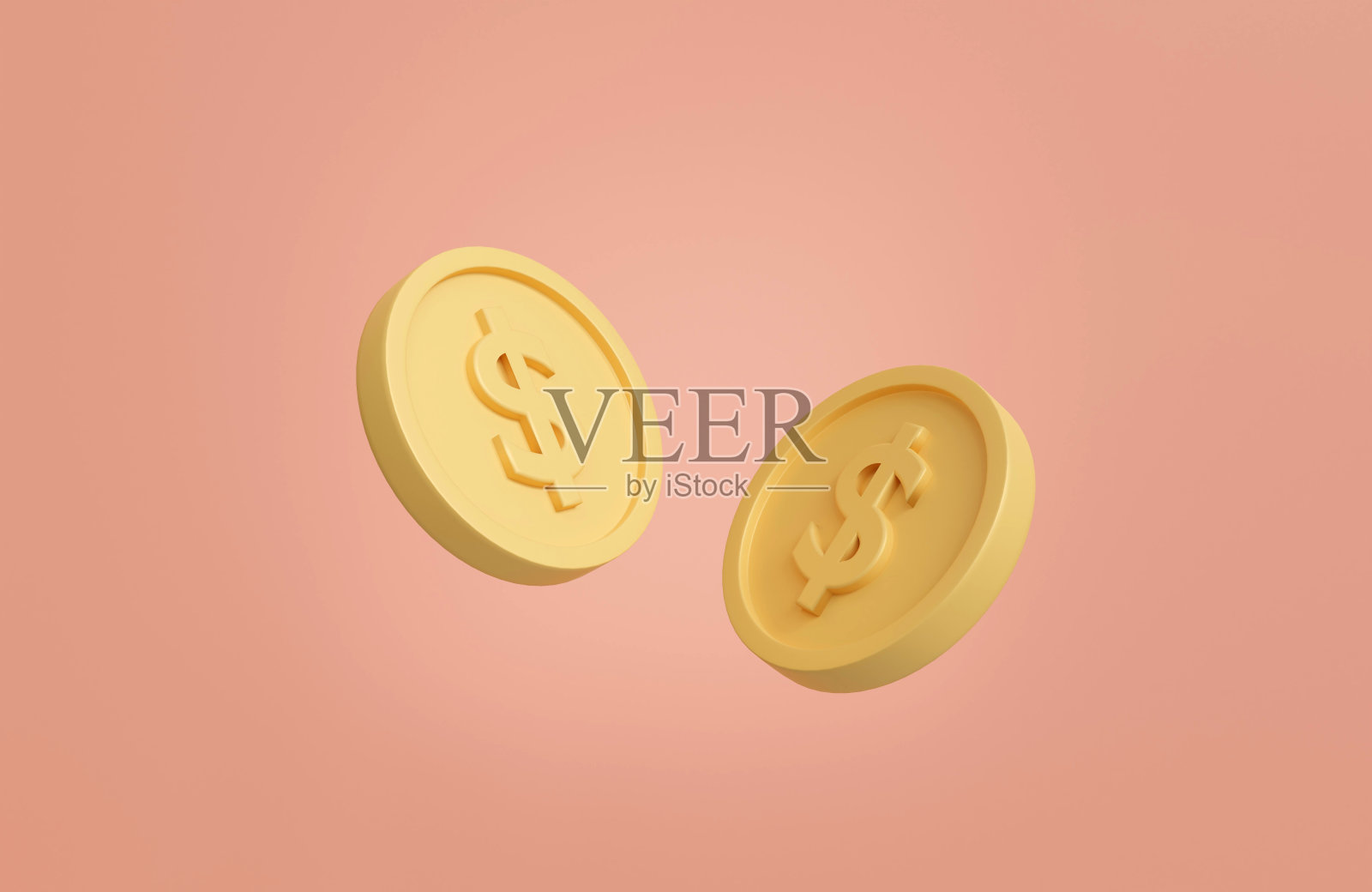 粉红色背景的金币。3D堆叠的金币图标孤立。象征投资、储蓄和商业。金钱管理。储蓄和金钱增长的概念。美元硬币。3d渲染照片摄影图片