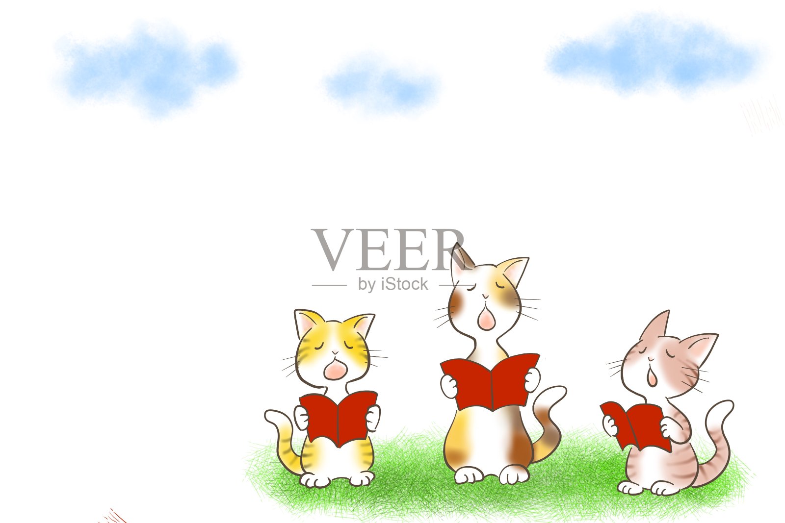唱歌的猫3插画图片素材