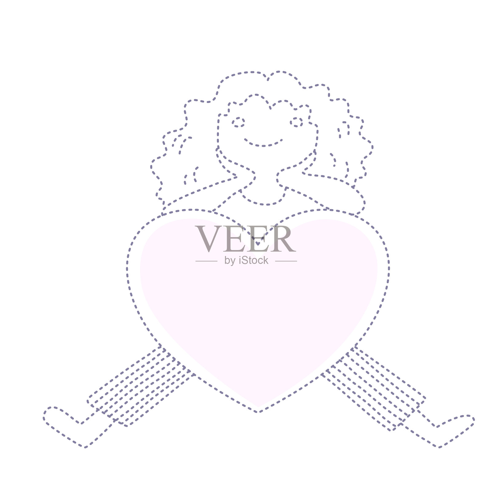 拿着红心的可爱卡通女孩，邀请卡插画图片素材