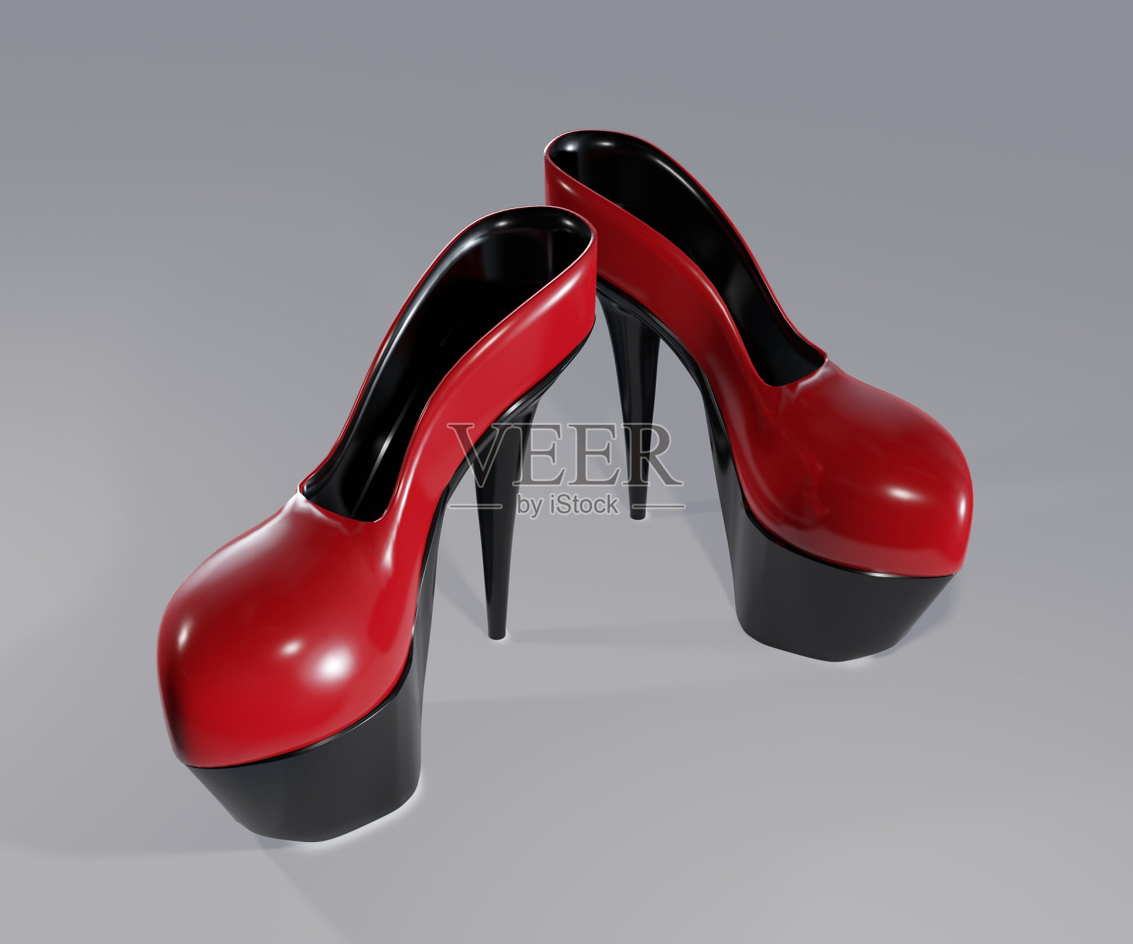 白色背景下的红色高跟鞋照片摄影图片