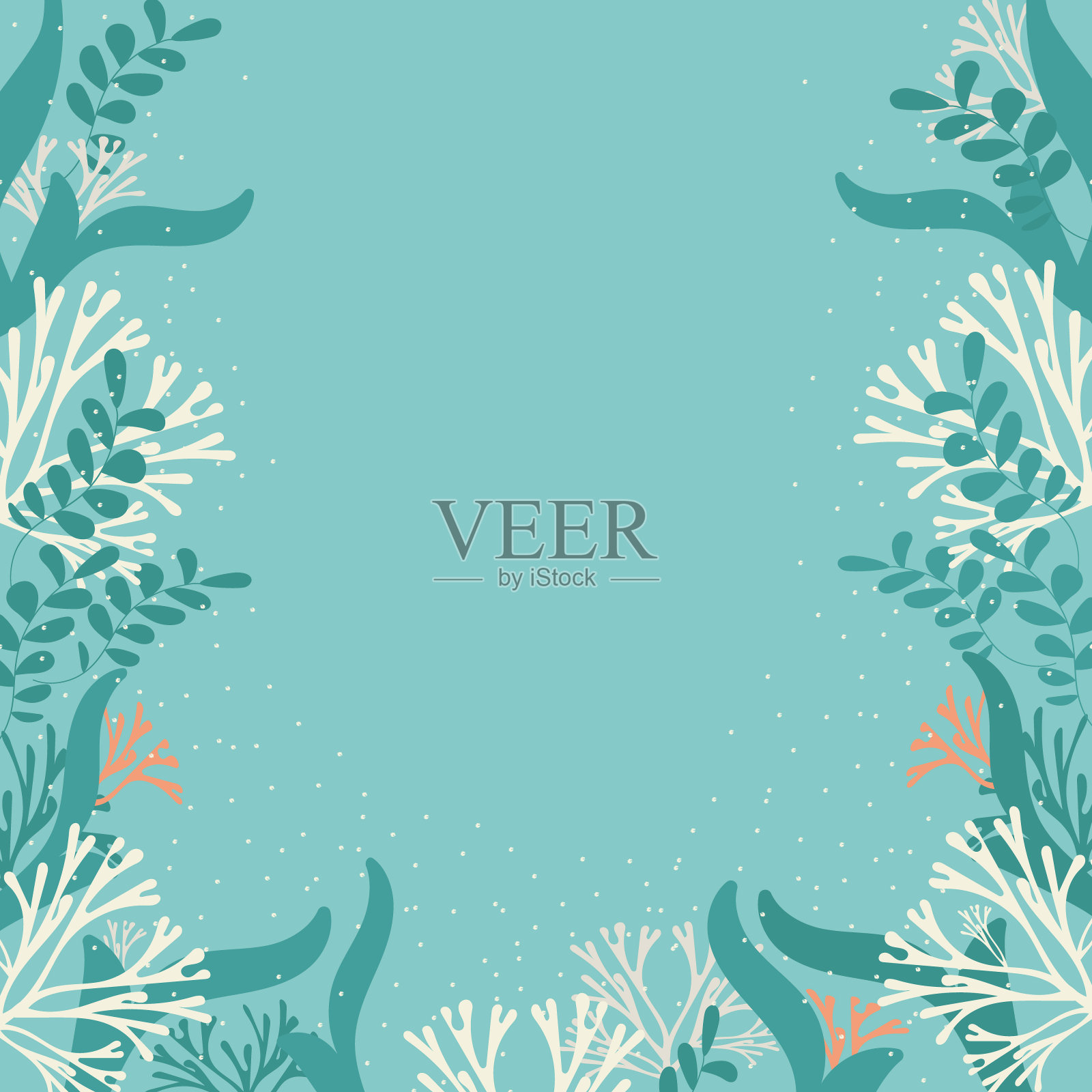 海藻镜框插画图片素材