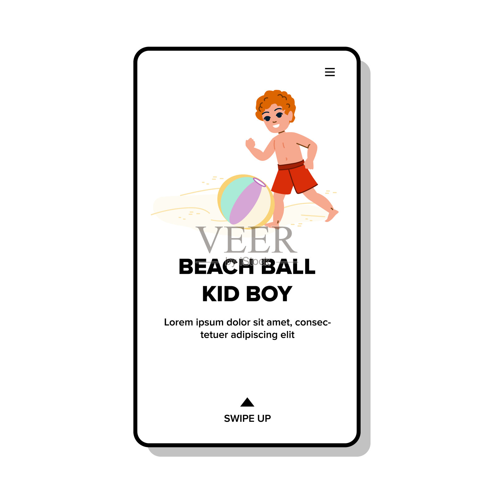 沙滩球小孩矢量插画图片素材