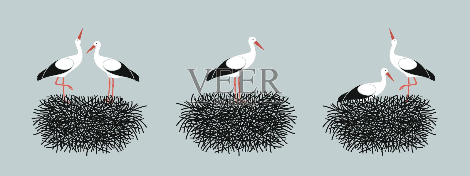 鹳。白色背景上孤立的鹳插画图片素材