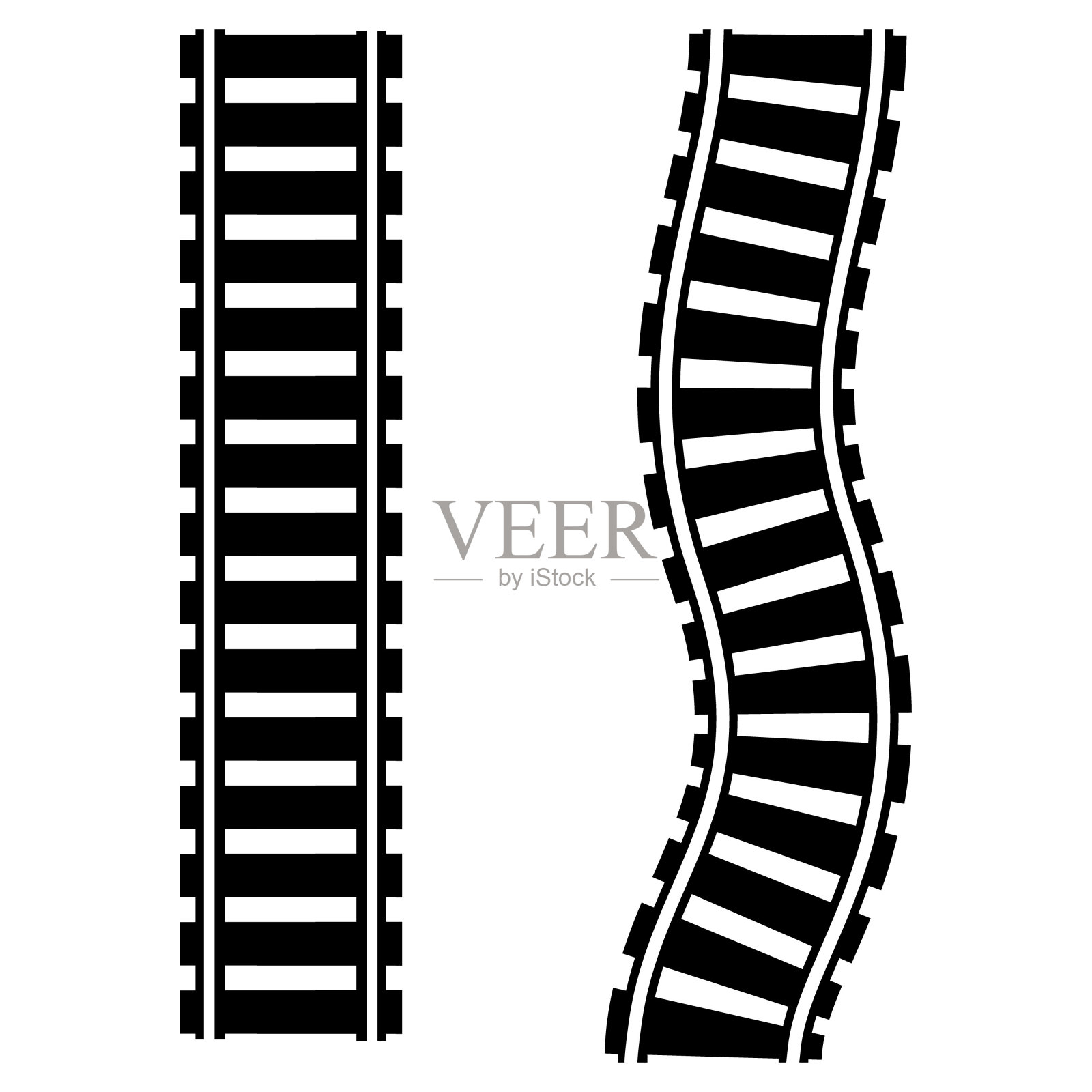 弯道、钢轨。矢量隔离插图模板插画图片素材