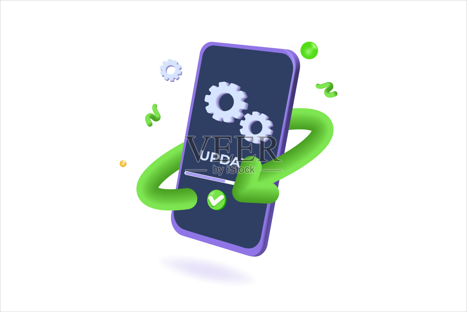 三维现实矢量插图系统更新概念。矢量插图可以用于，登陆页，模板，网页，移动应用程序，海报，横幅。插画图片素材