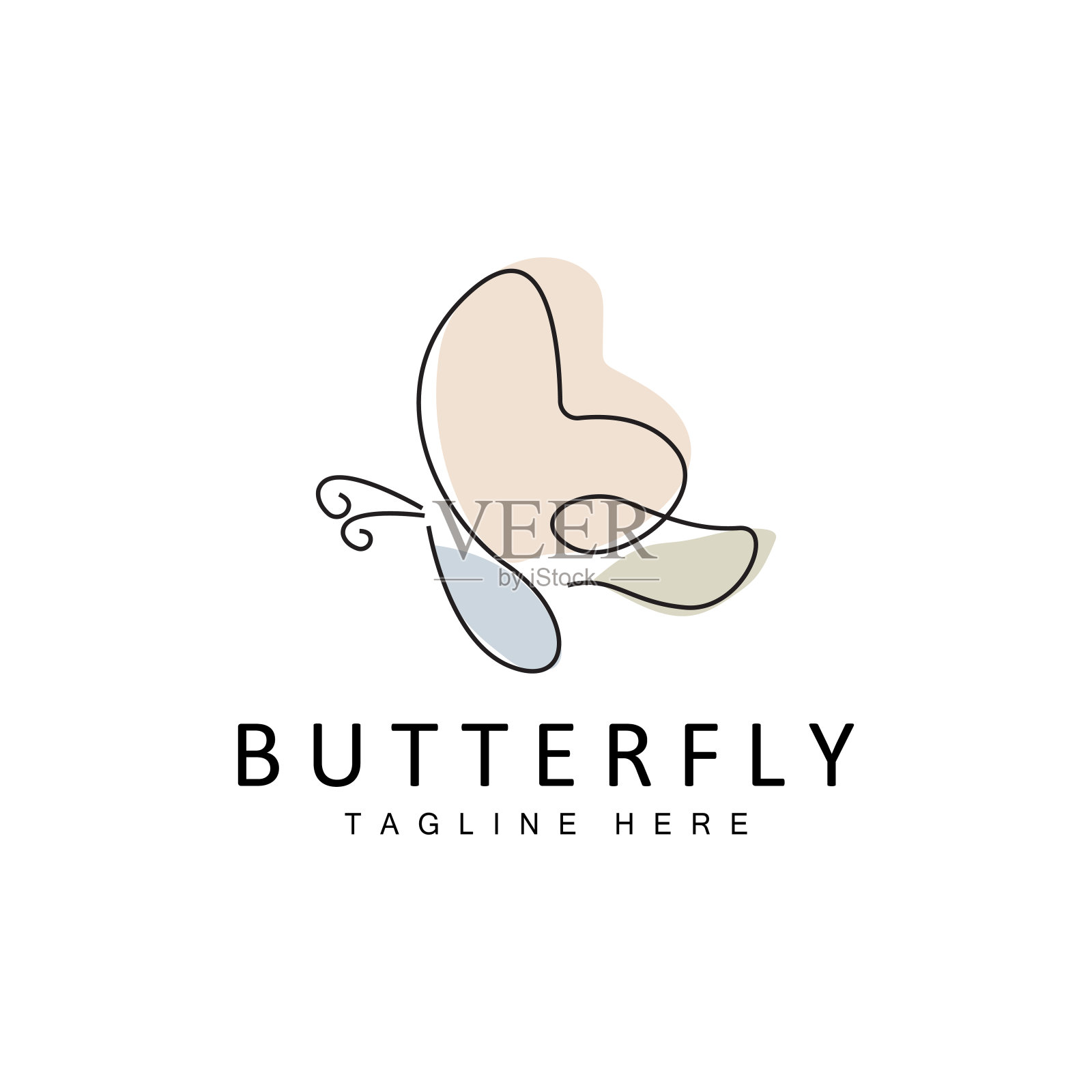 采购产品蝴蝶标志，动物设计与美丽的翅膀，装饰动物，产品品牌插画图片素材