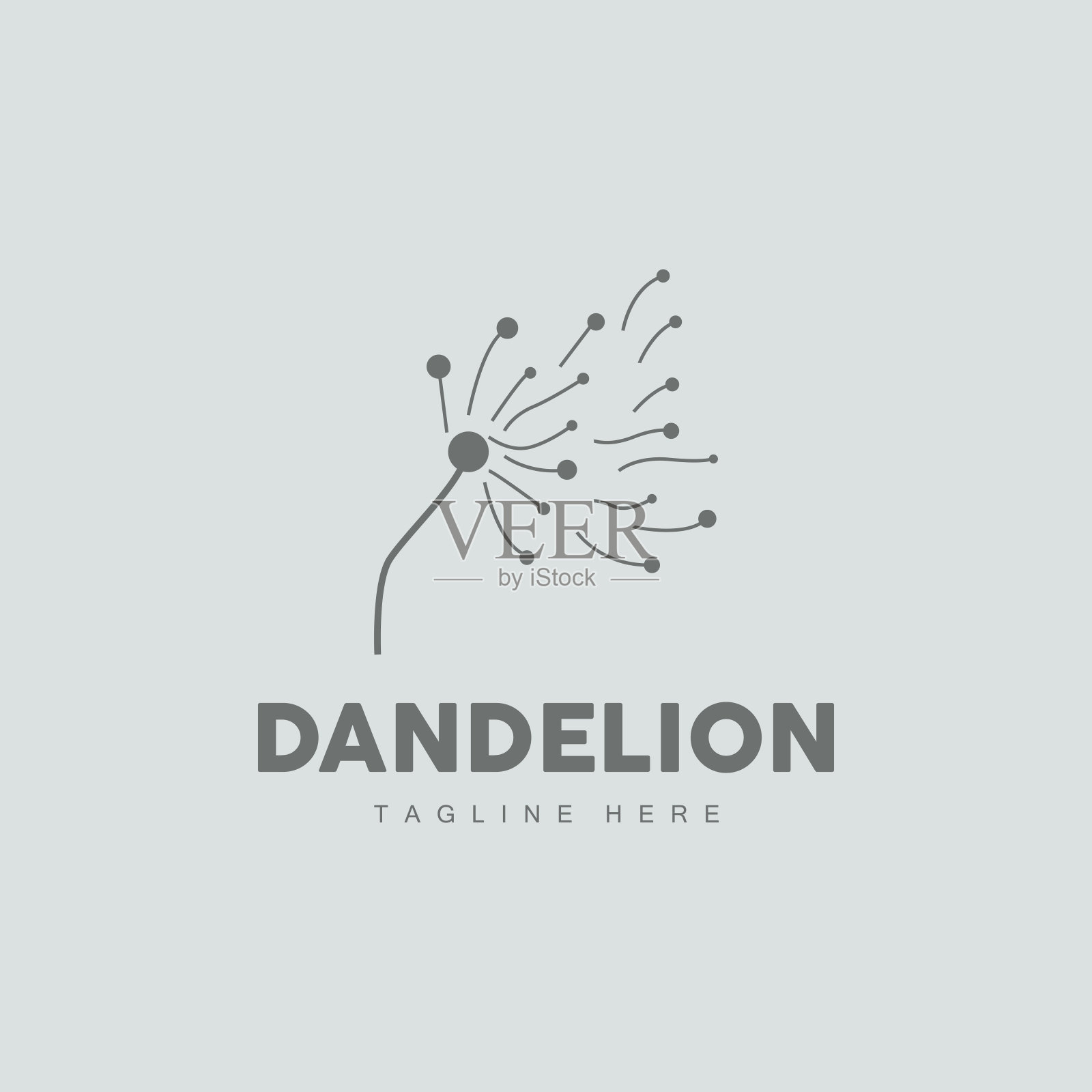 蒲公英标志，矢量植物蒲公英花，设计图标模板插画图片素材