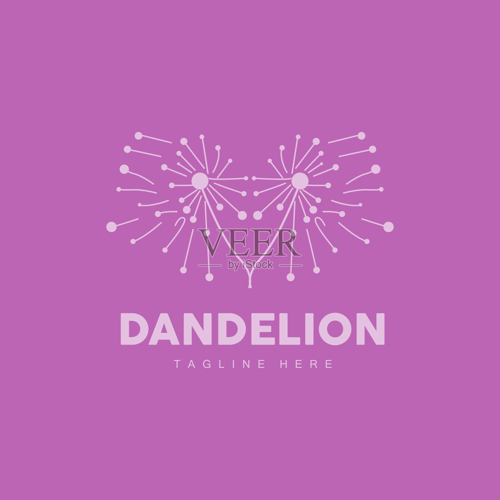 蒲公英标志，矢量植物蒲公英花，设计图标模板插画图片素材