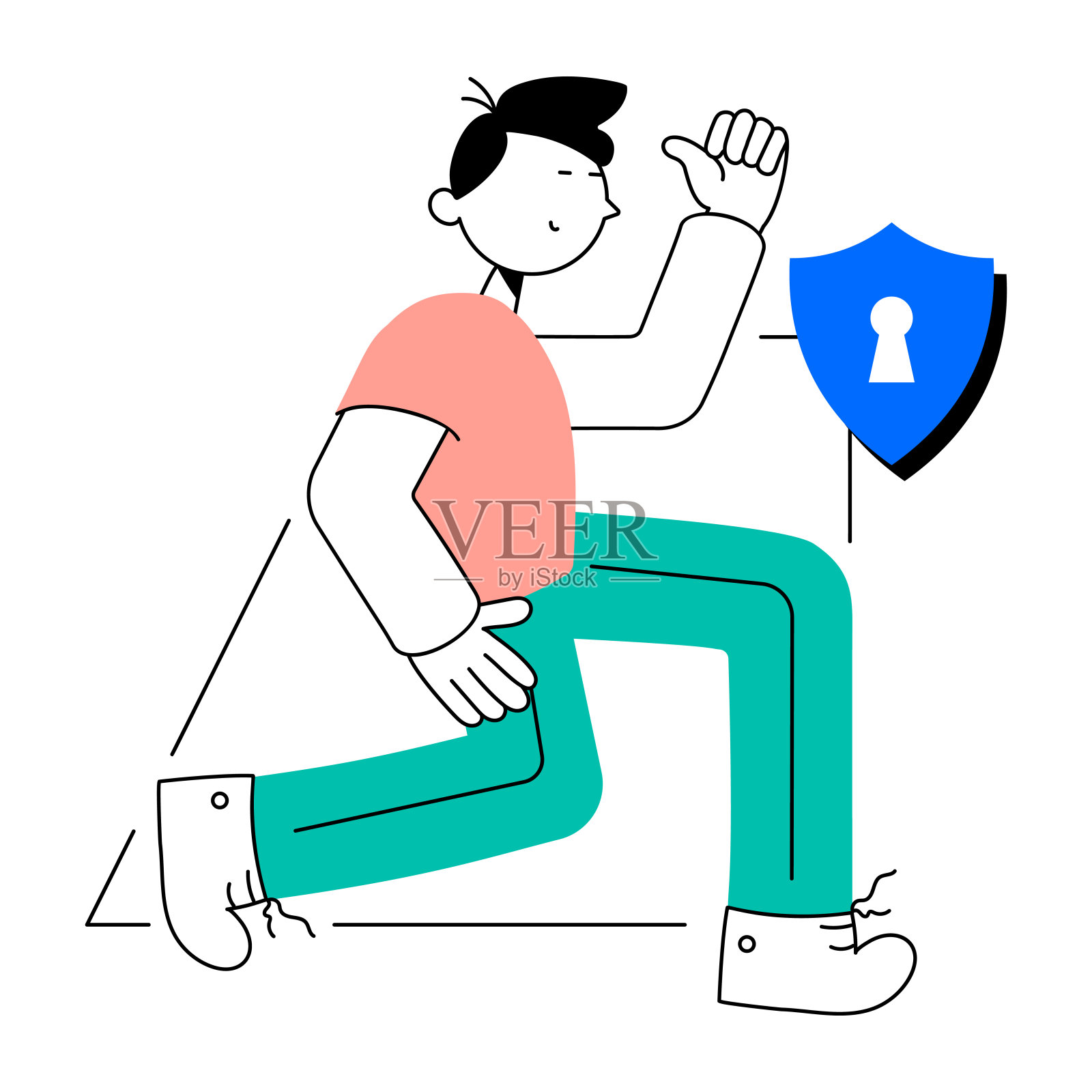 个人安全插画图片素材