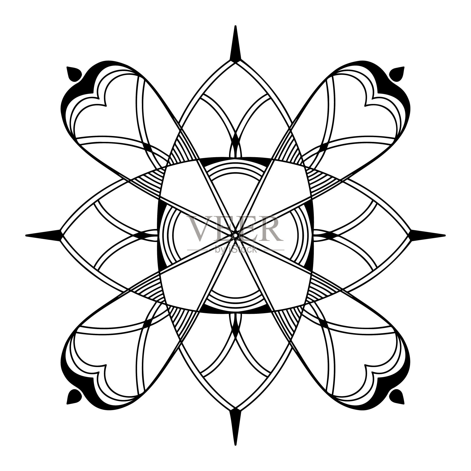 曼荼罗形状的圆形图案。插画图片素材