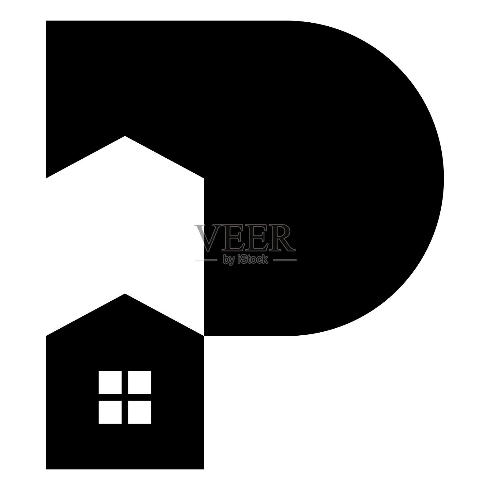 建筑、家居、房屋、房地产、建筑、物业的P标志设计。插画图片素材