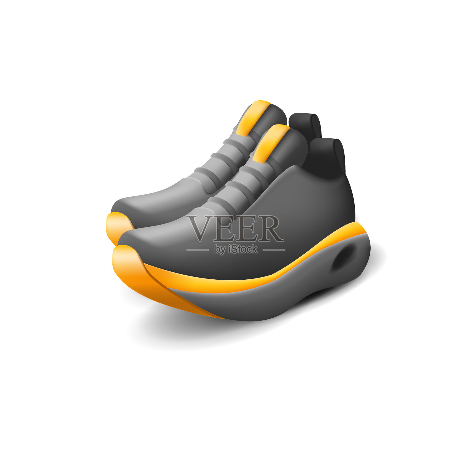 3d渲染斯帕特穿运动鞋跑步和工作在黑色和橙色的设计插图插画图片素材