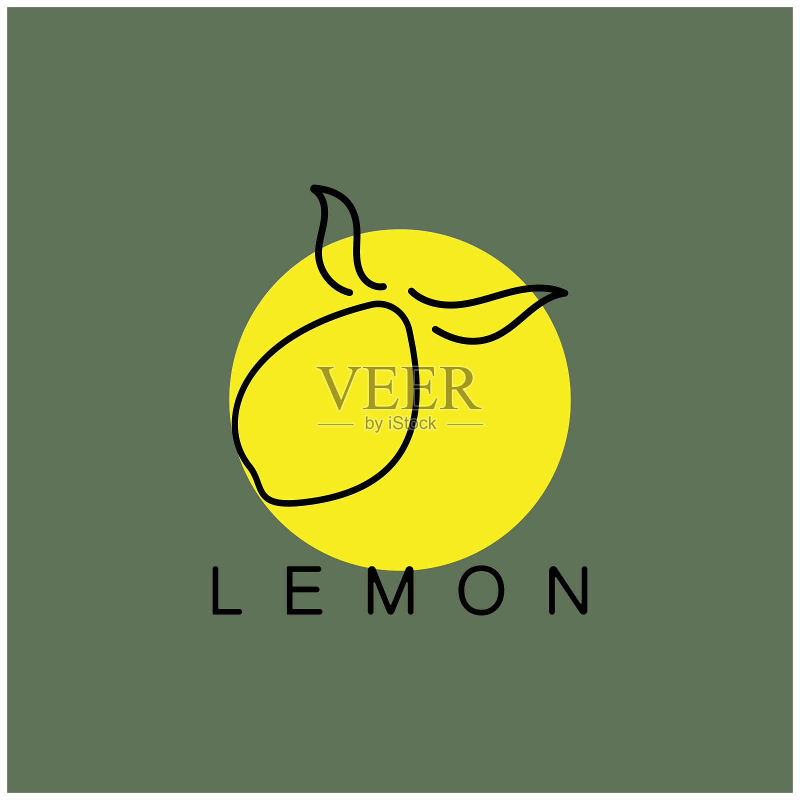 新鲜柠檬水果标志与树叶插图模板。标志柠檬汁，柠檬花园，水果店，现代向量。插画图片素材