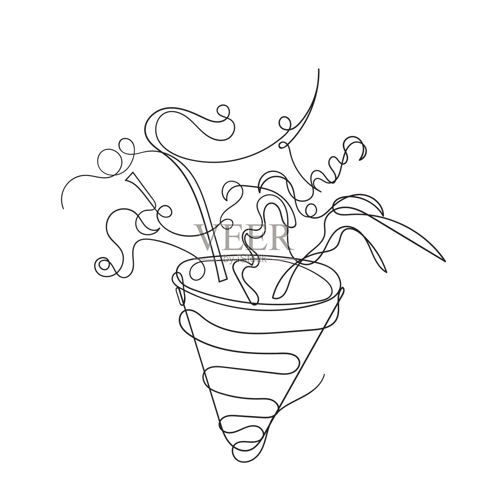 连续线画彩纸屑popper派对插图插画图片素材