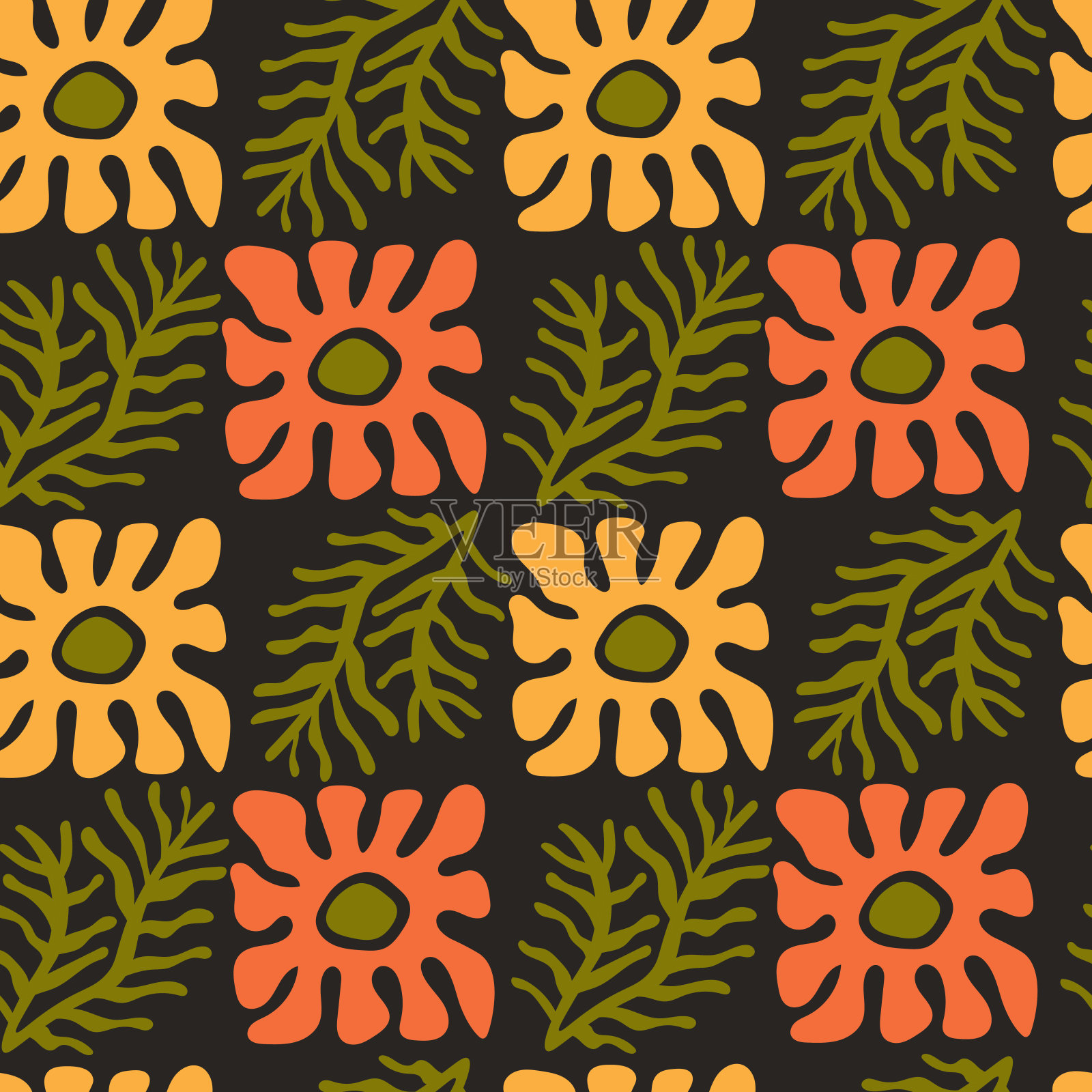 时尚植物无缝图案插画图片素材