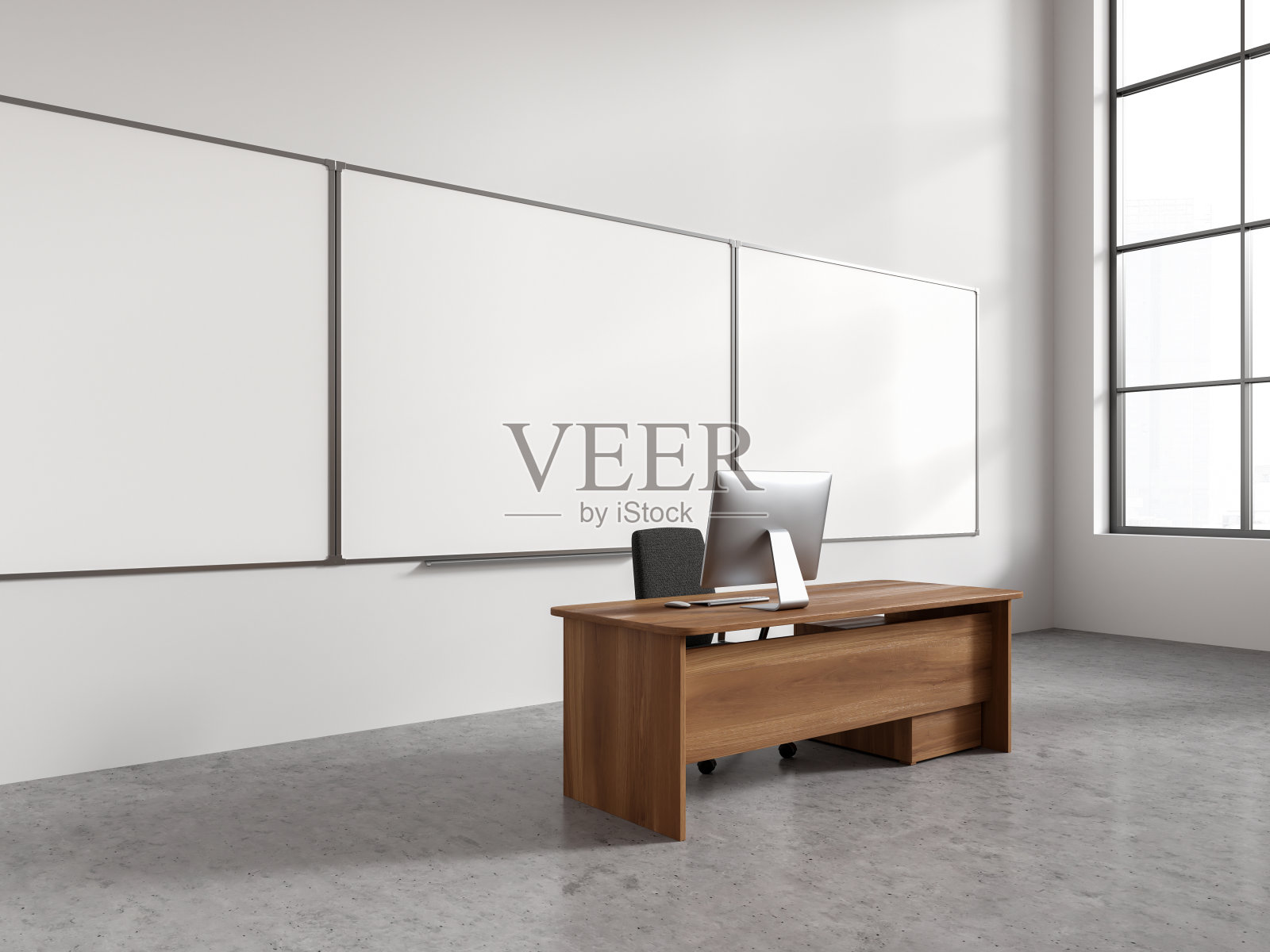 有白板的白色大学教室照片摄影图片