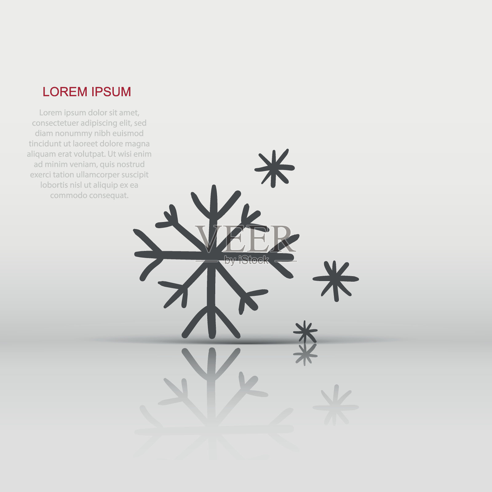 手绘雪花矢量图标。雪花素描涂鸦插图。手绘冬季圣诞概念。插画图片素材