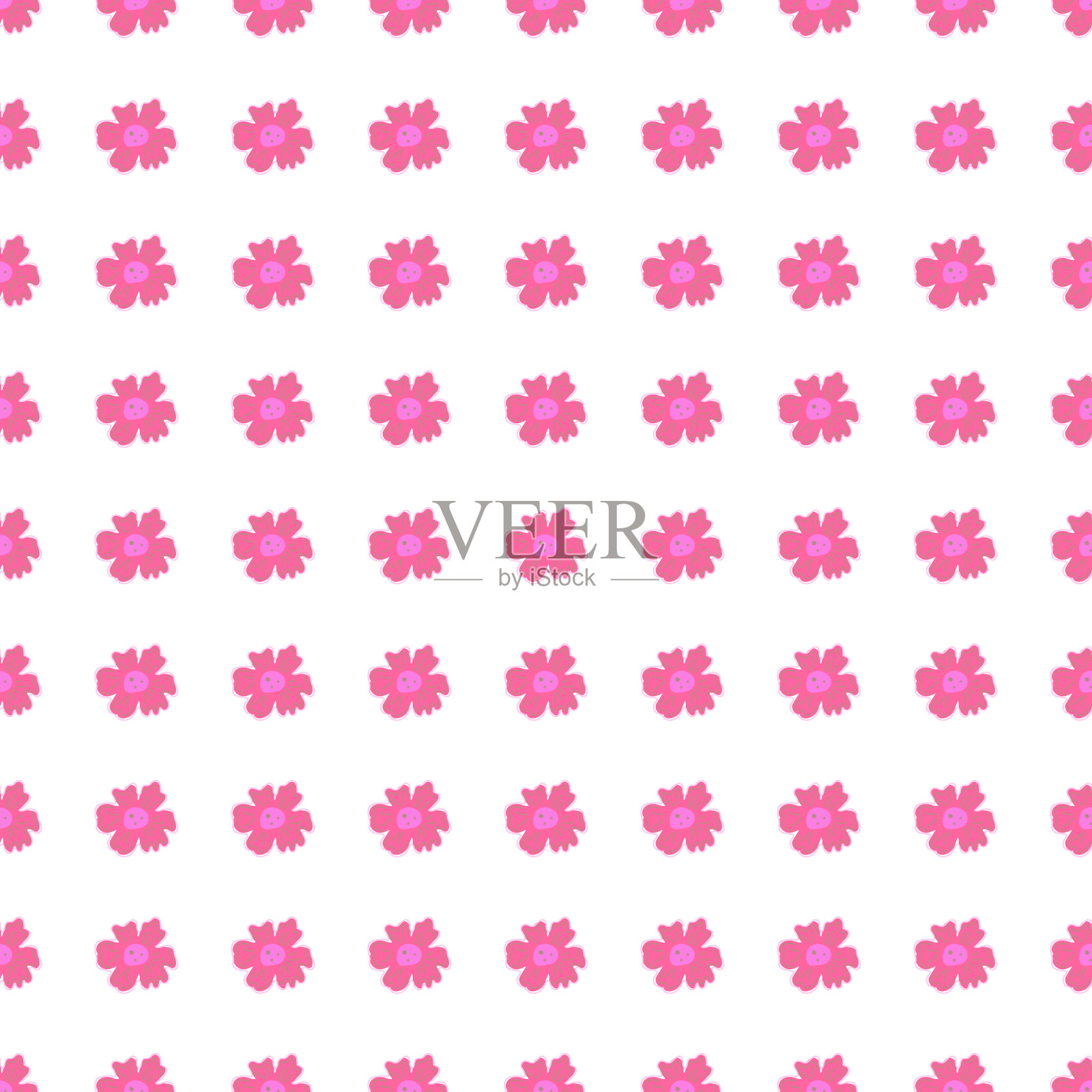 洋甘菊花无缝花纹，素雅格调。抽象花卉无尽的背景。插画图片素材