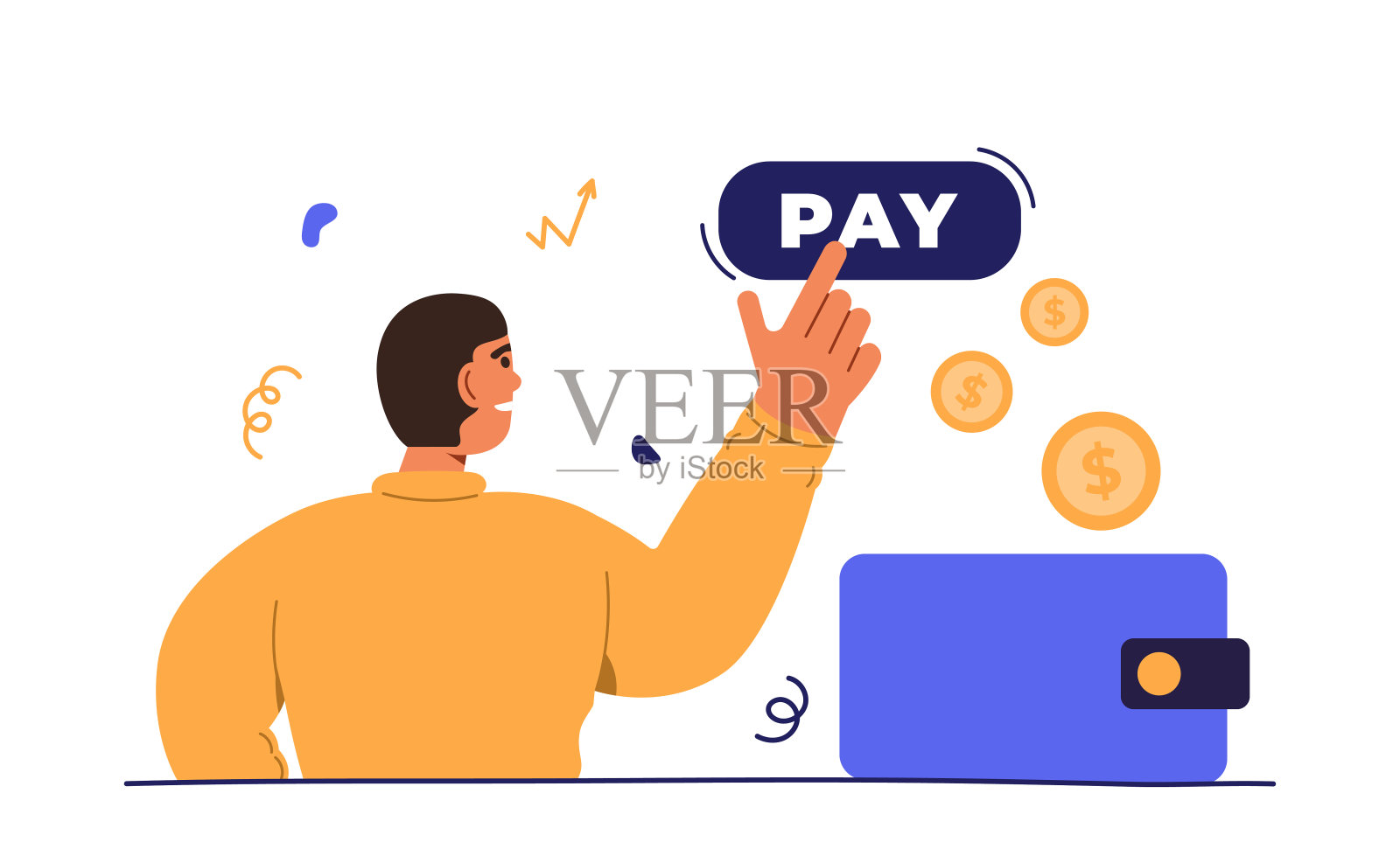 在线支付概念。金钱管理。电子钱包，数字支付。时尚的个性。矢量图解概念插画图片素材