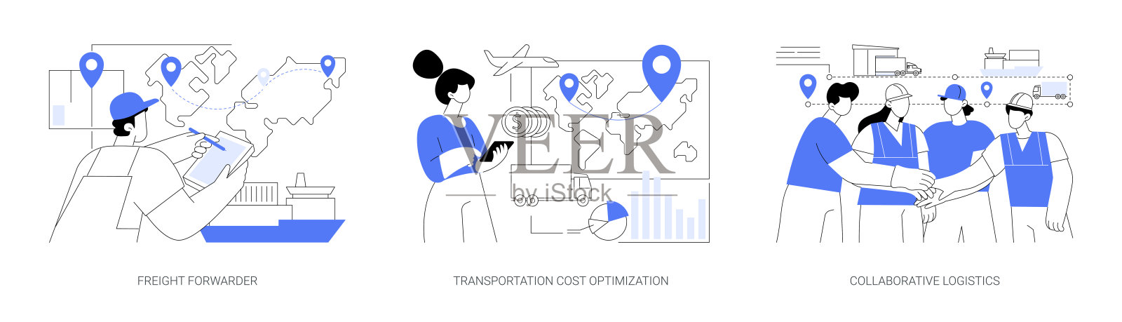国际货物运输抽象概念矢量插图。插画图片素材
