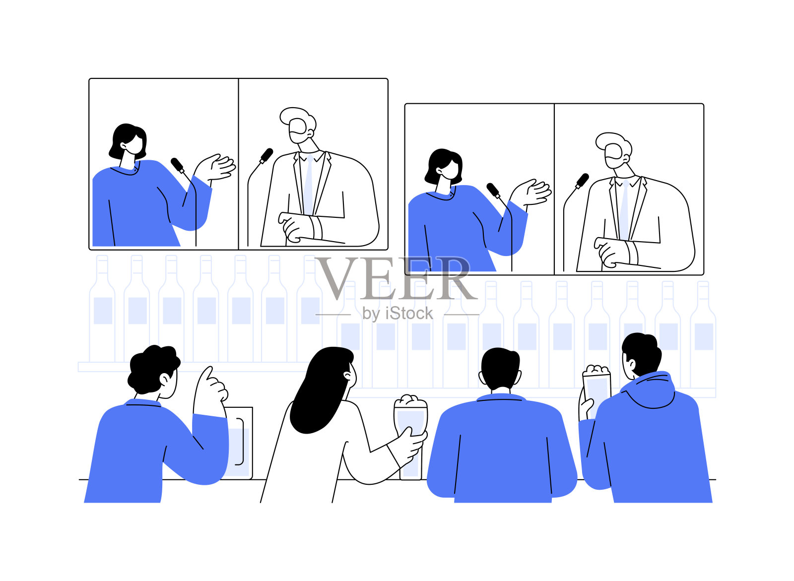 广播辩论抽象概念矢量说明。插画图片素材