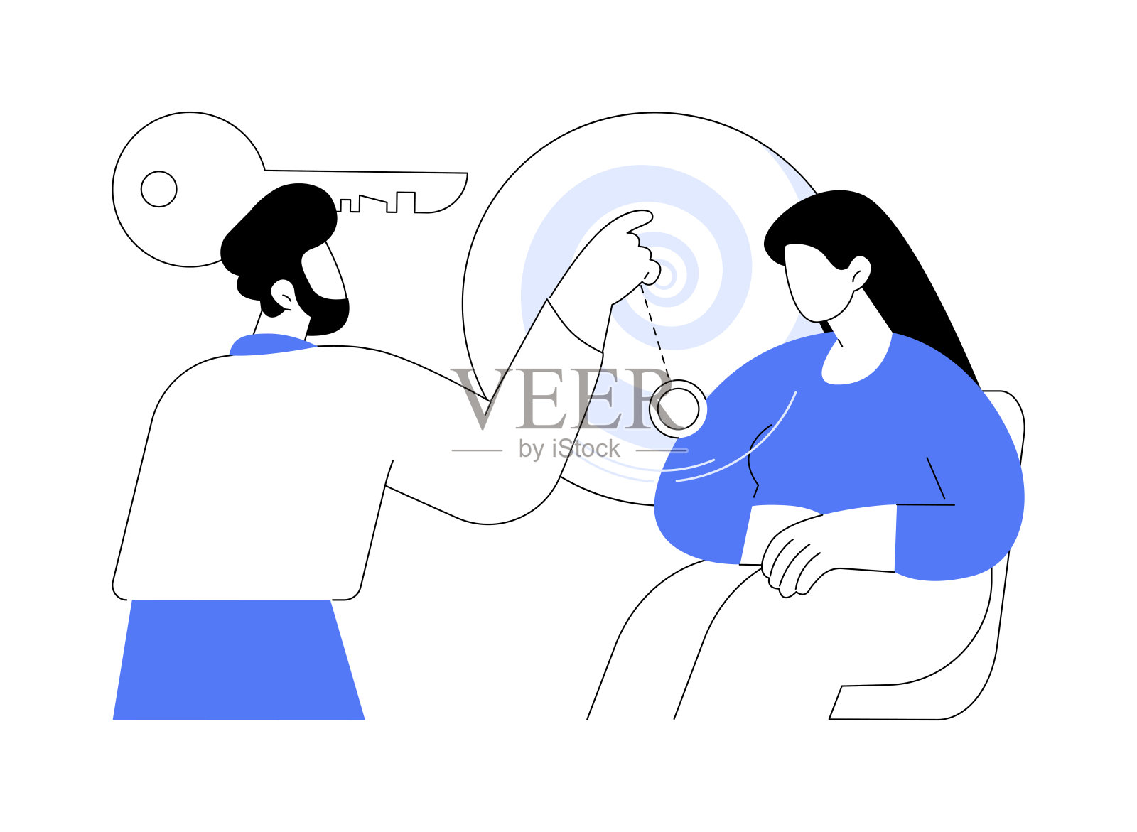 催眠治疗抽象概念矢量插图。插画图片素材