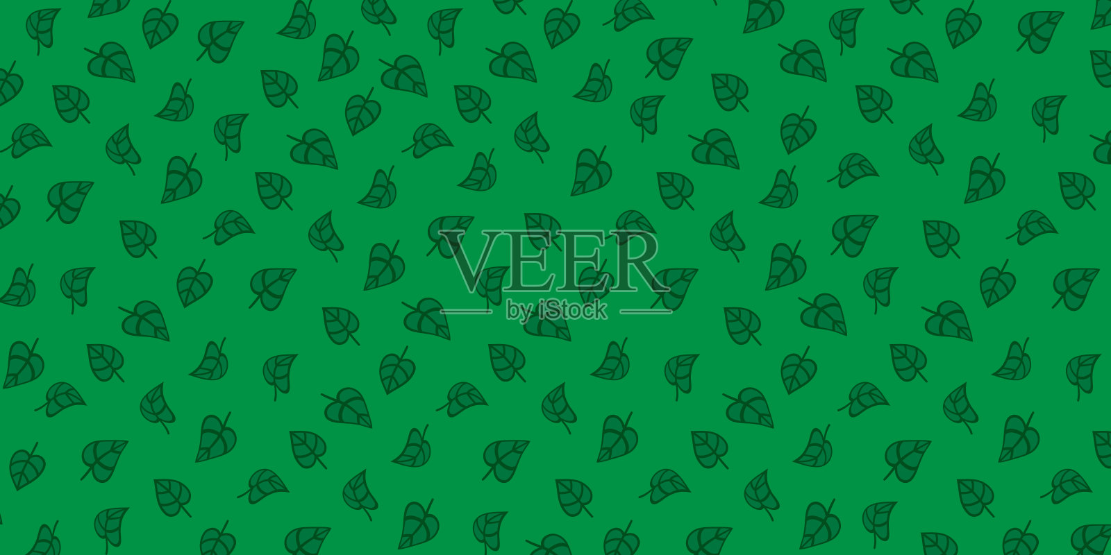 绿色背景与树叶图案。矢量图插画图片素材